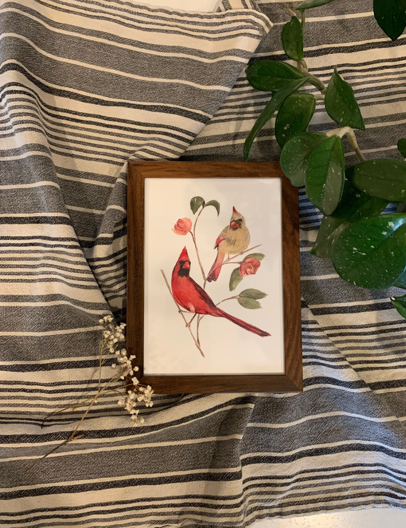 Perching Cardinals Art Print