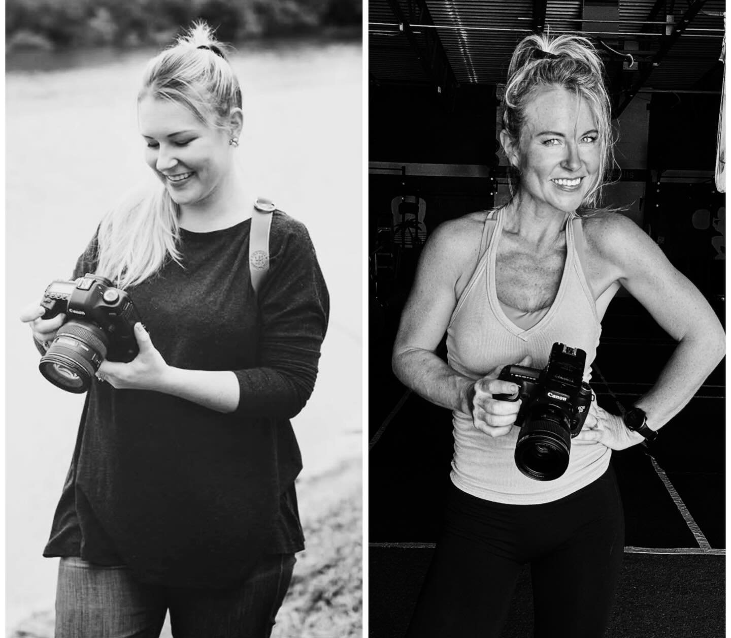 Same camera. Same woman. Different mindset.

On the left, I loved photography&hellip; but I was still learning how to love myself in the frame too. On the right, I&rsquo;m stronger, leaner, and more grounded&mdash;not because life got easier, but bec
