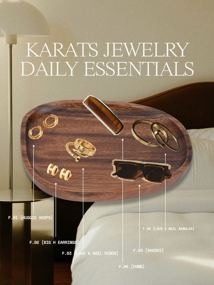 Jewelry we reach for without thinking 👜🕶️

F01. [Huggie Hoops] can literally live in - go to work, run errands, workout, all of it

F02. [Big H Earrings] perfect on their own or for ear stacking

F03. [Love &amp; Nail Ring] you&rsquo;ll feel naked 