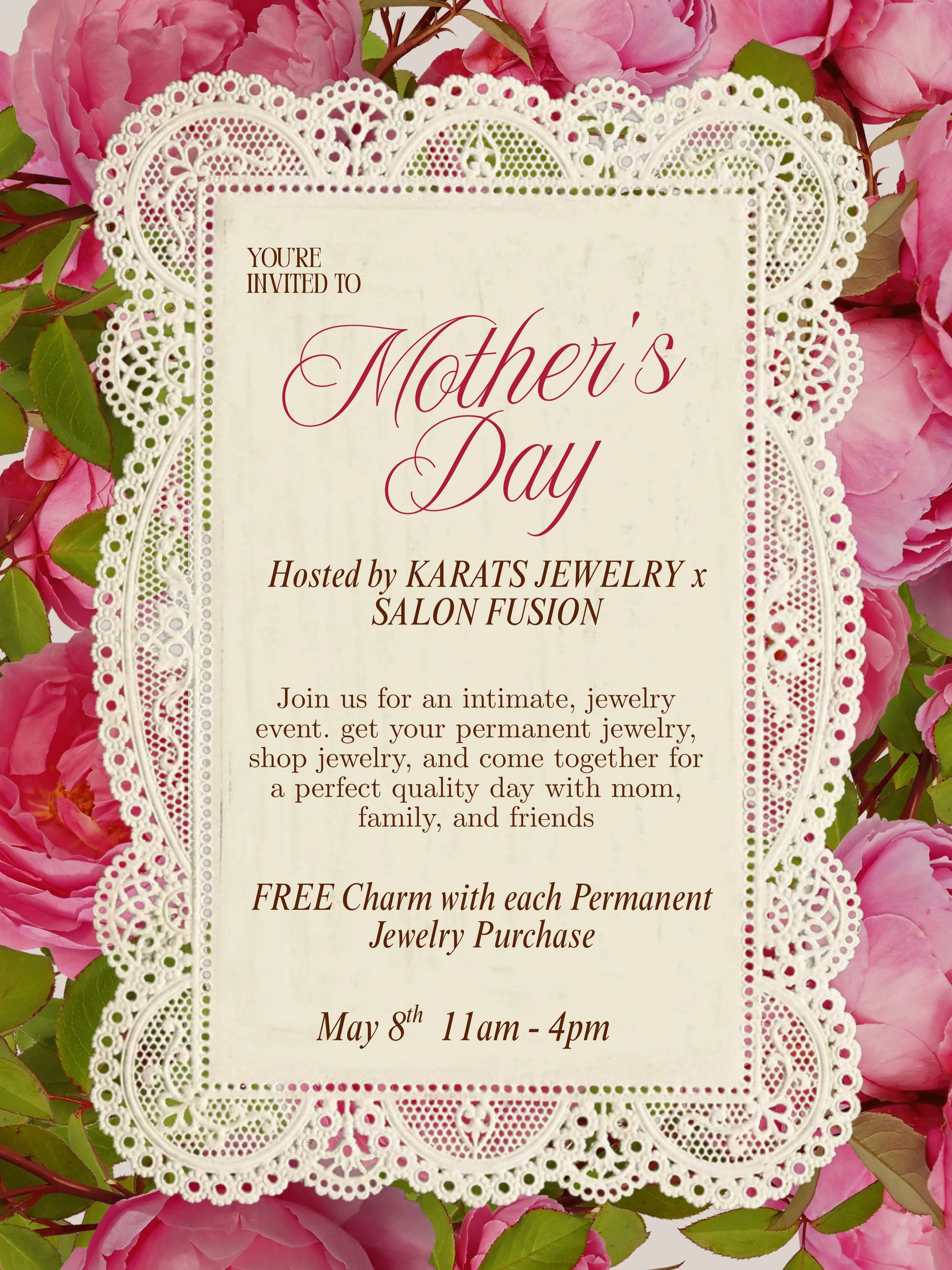 🌻 Permanent jewelry + FREE charm = the perfect Mother&rsquo;s Day gift 

The best gift for mom? Something she&rsquo;ll never take off 🌸💛

Join us May 8th for an intimate Mother&rsquo;s Day jewelry event &mdash; permanent jewelry, new pieces to sho