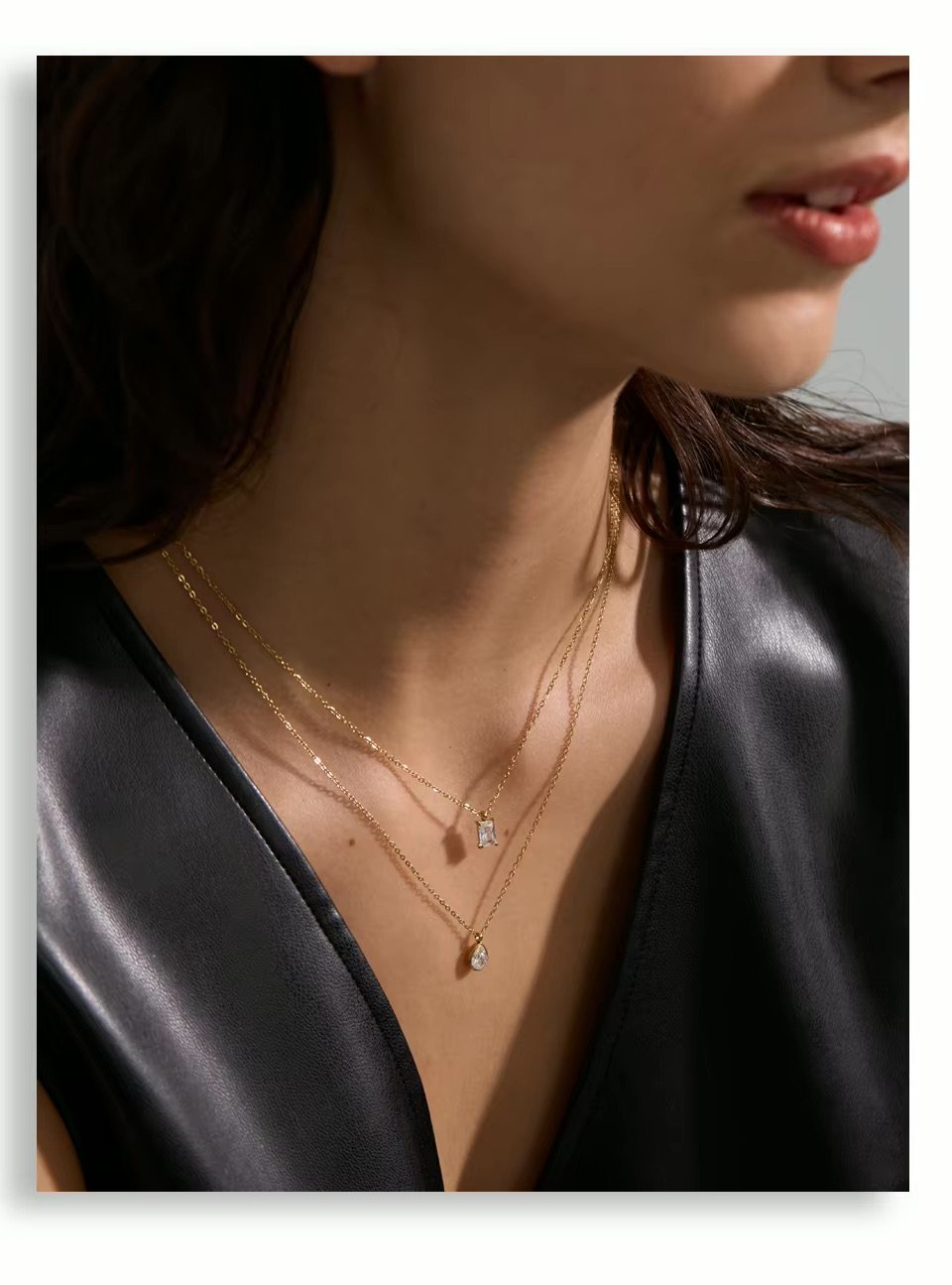 Layered Crystal Drop Necklace