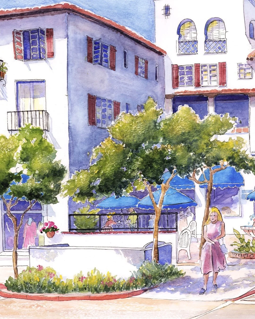 Happy Small Business Saturday! 💙✨ Celebrating the charm of downtown San Clemente through watercolor &mdash; and so grateful for your support of local artists and small businesses that keep our community vibrant. 🎨🧡 Stop by @mikiisondelmar to shop 