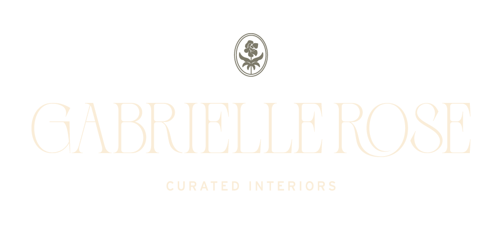 Gabrielle Rose logo with text 'Curated Interiors' on a black background.