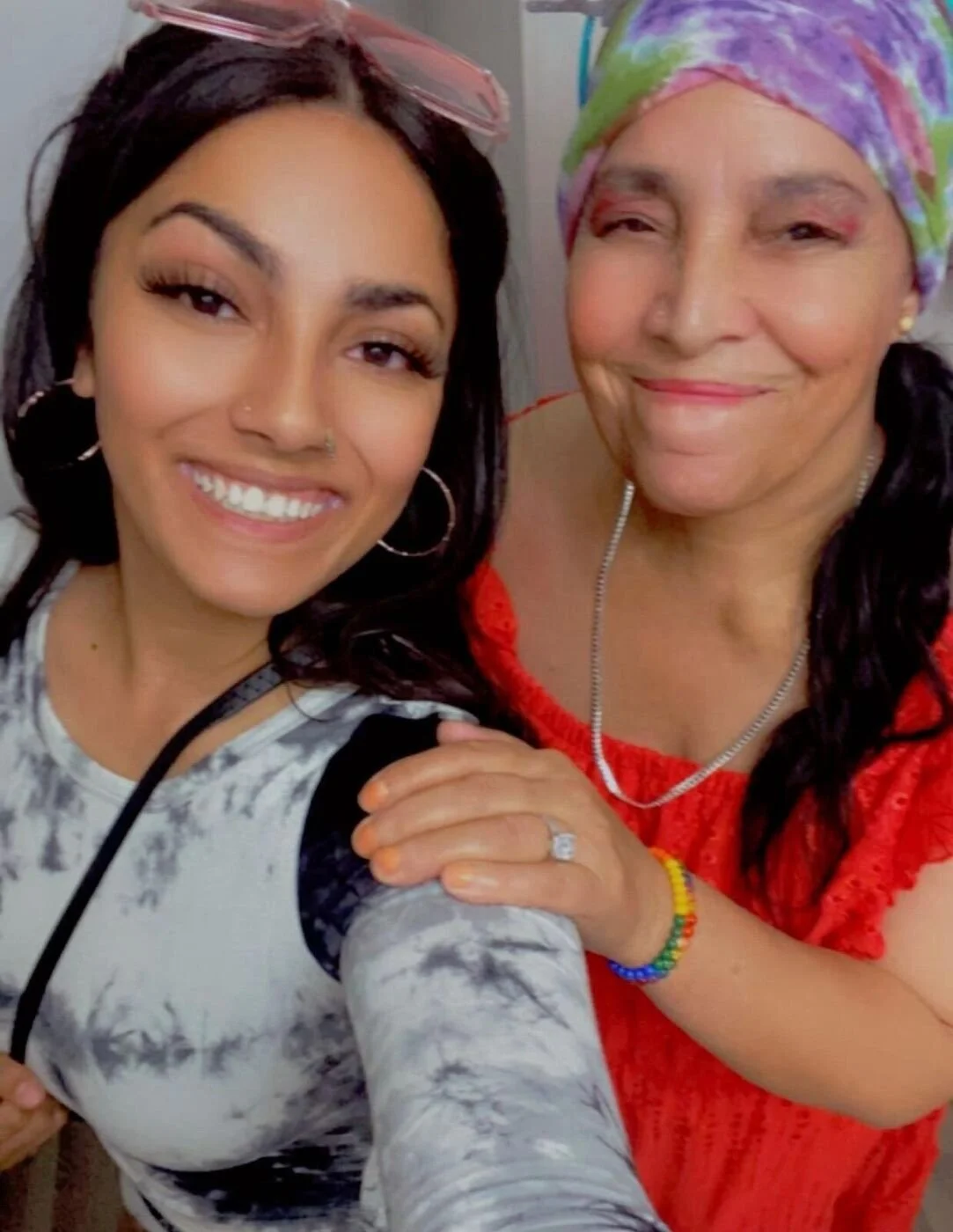 A family caregiver with her mother