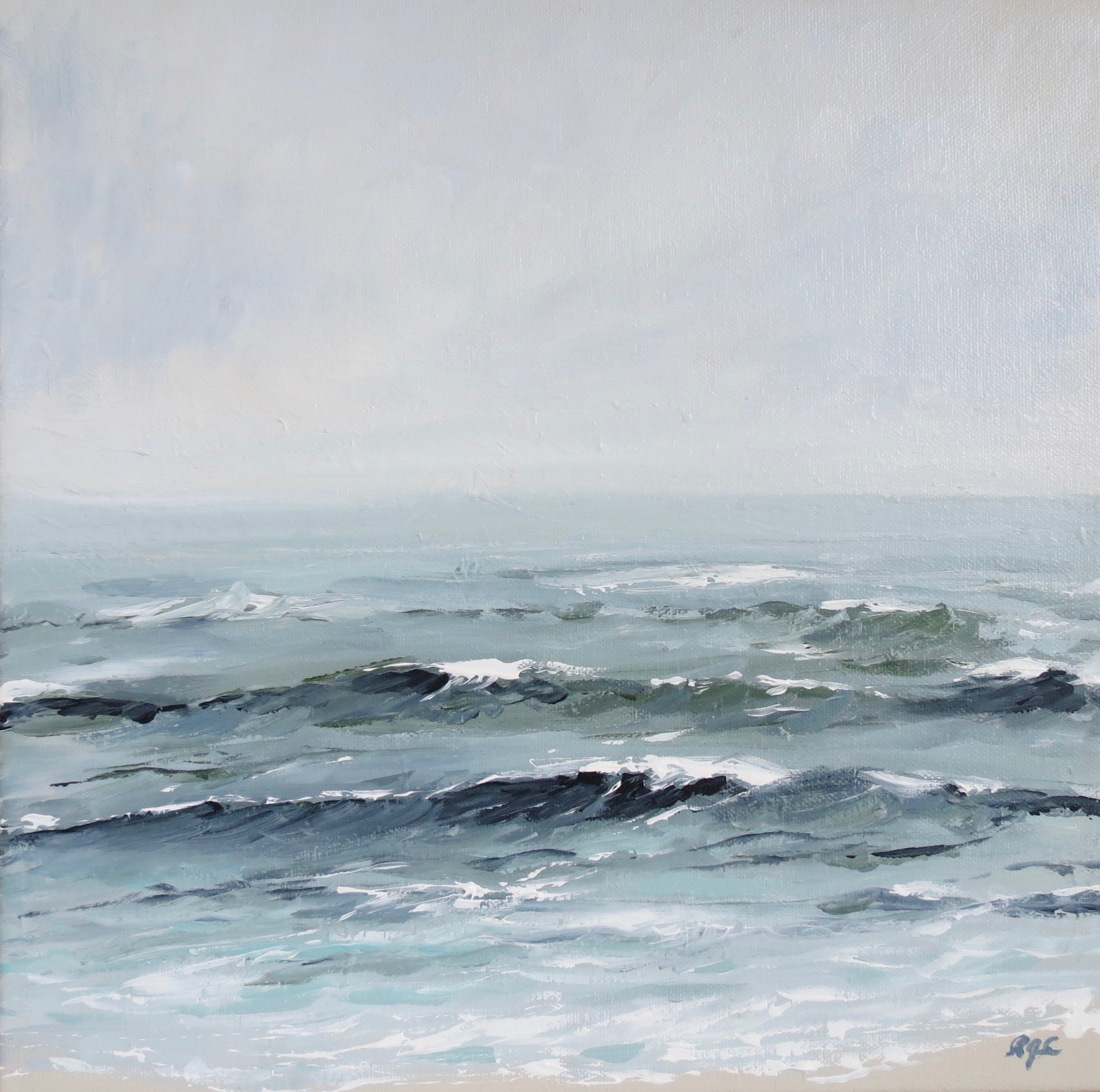 Sea & Linen "New Life" Coastal Seascape Acrylic Painting on Canvas by Rachel Champa