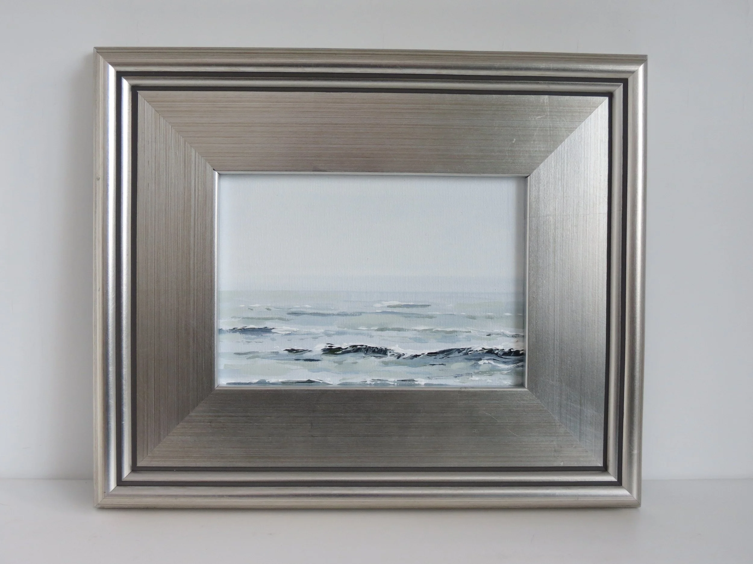 Silver Seascape III by Sea & Linen Fine Art - Framed Original Painting for Calm Coastal Home Decor