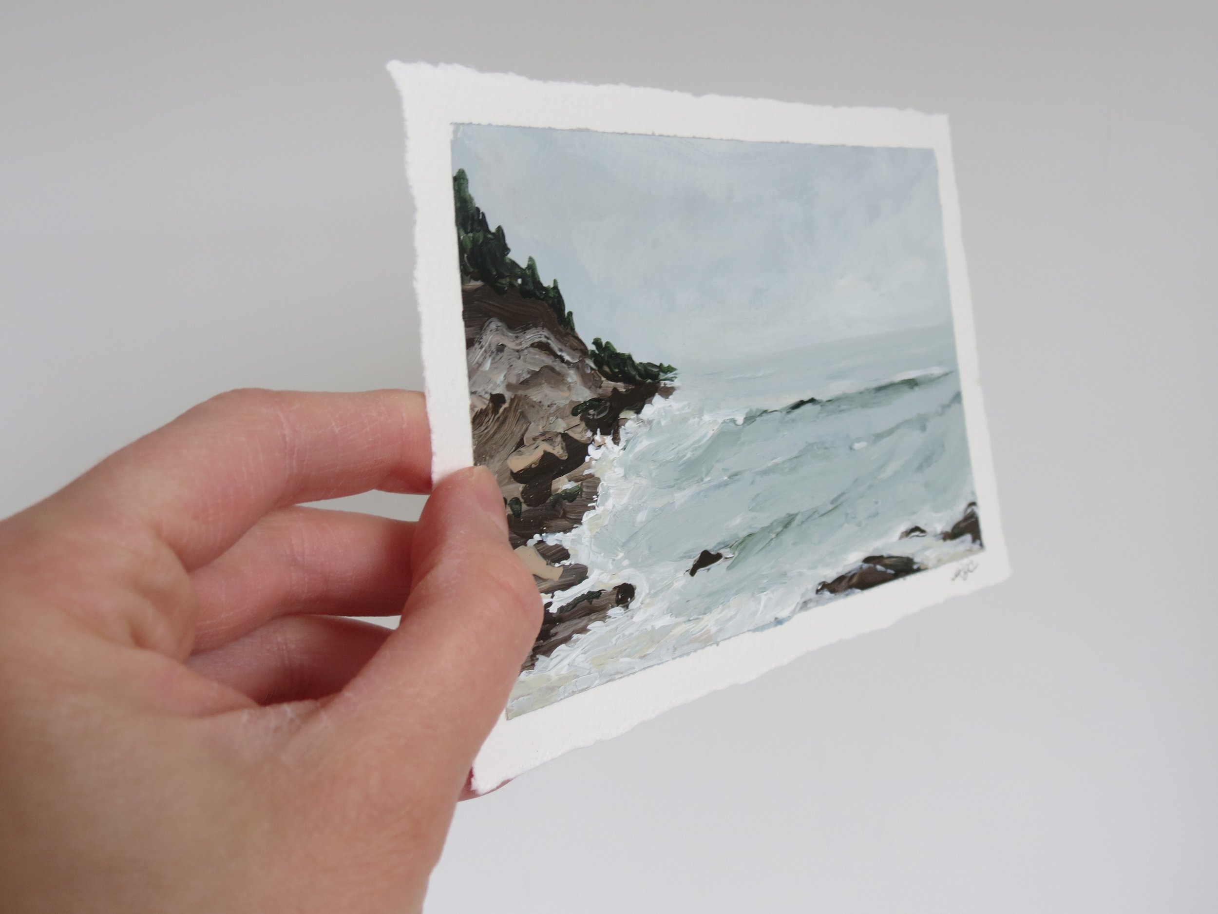 Sea & Linen Coastal Seascape Beach Painting by Rachel Champa