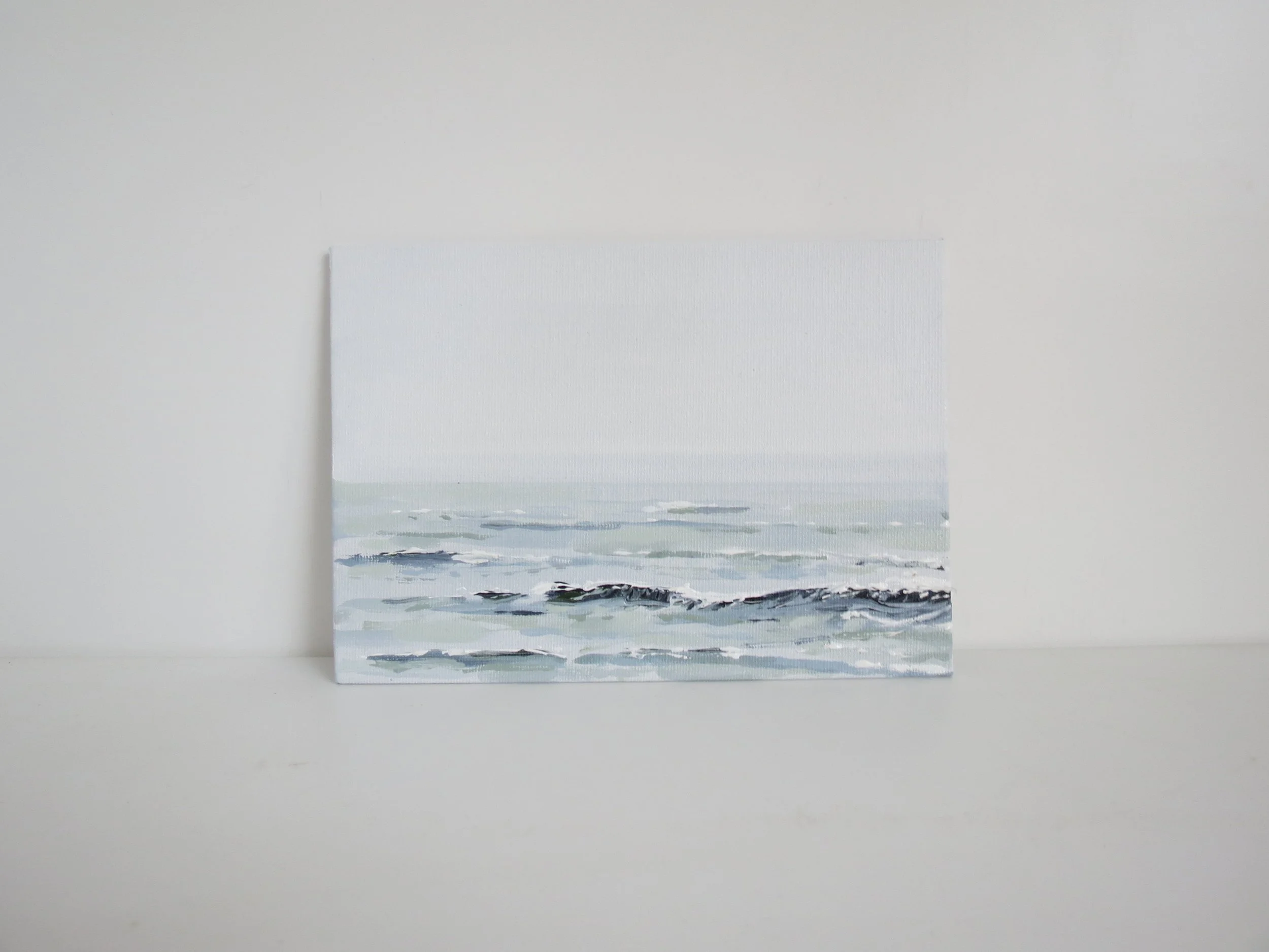 Silver Seascape III by Sea & Linen Fine Art - Framed Original Painting for a Calm Coastal Nantucket Style Home