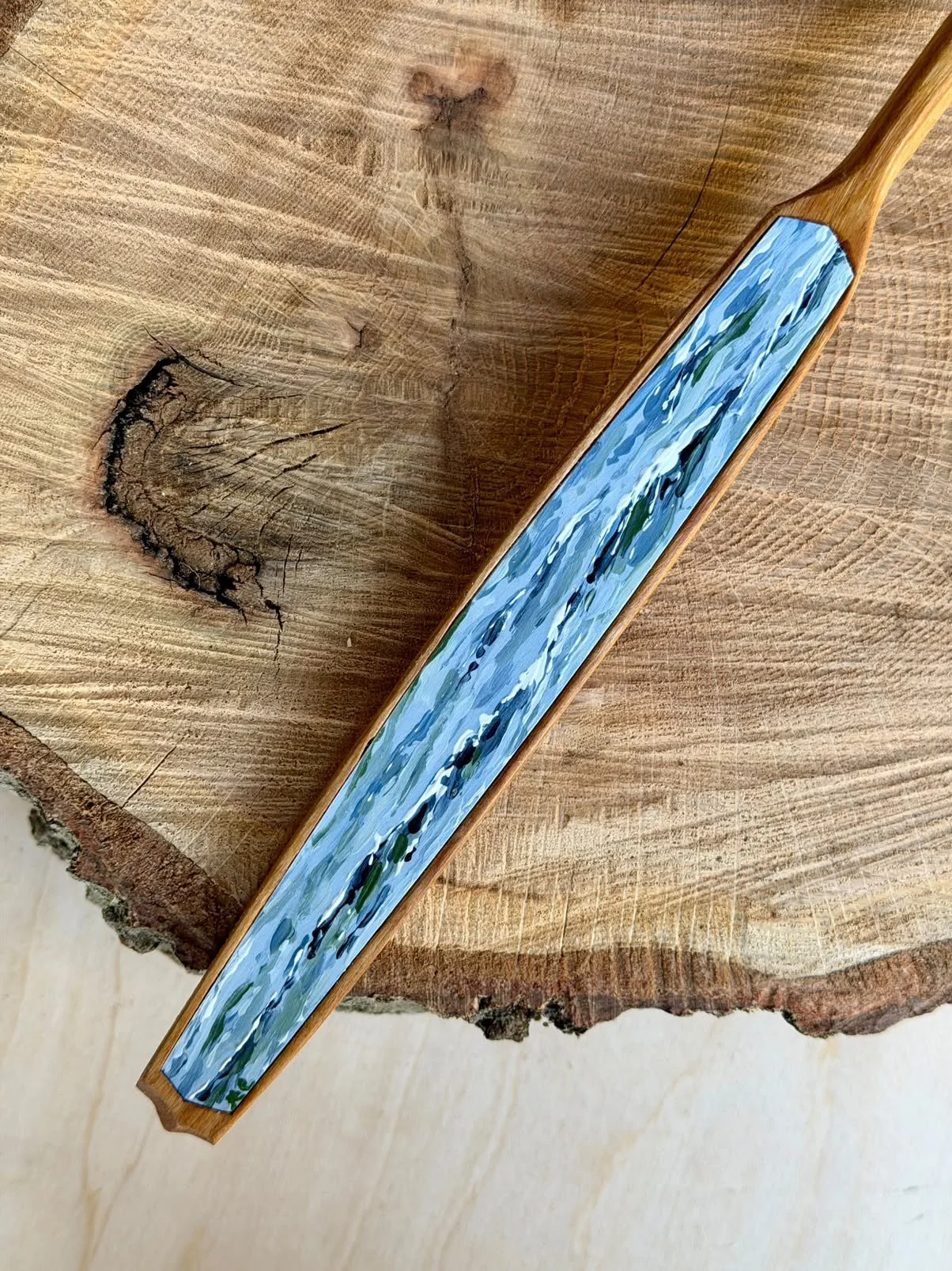 Hand painted and hand carved New England seascape spoon