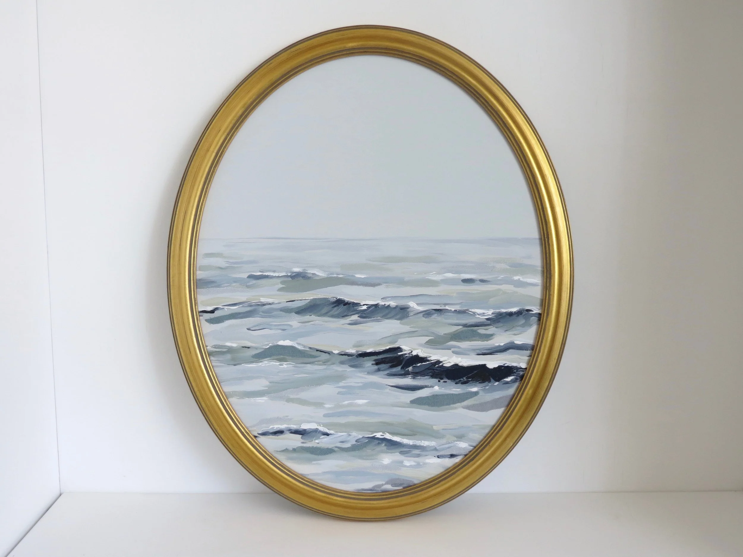 “Linen Oval Seascape IV"