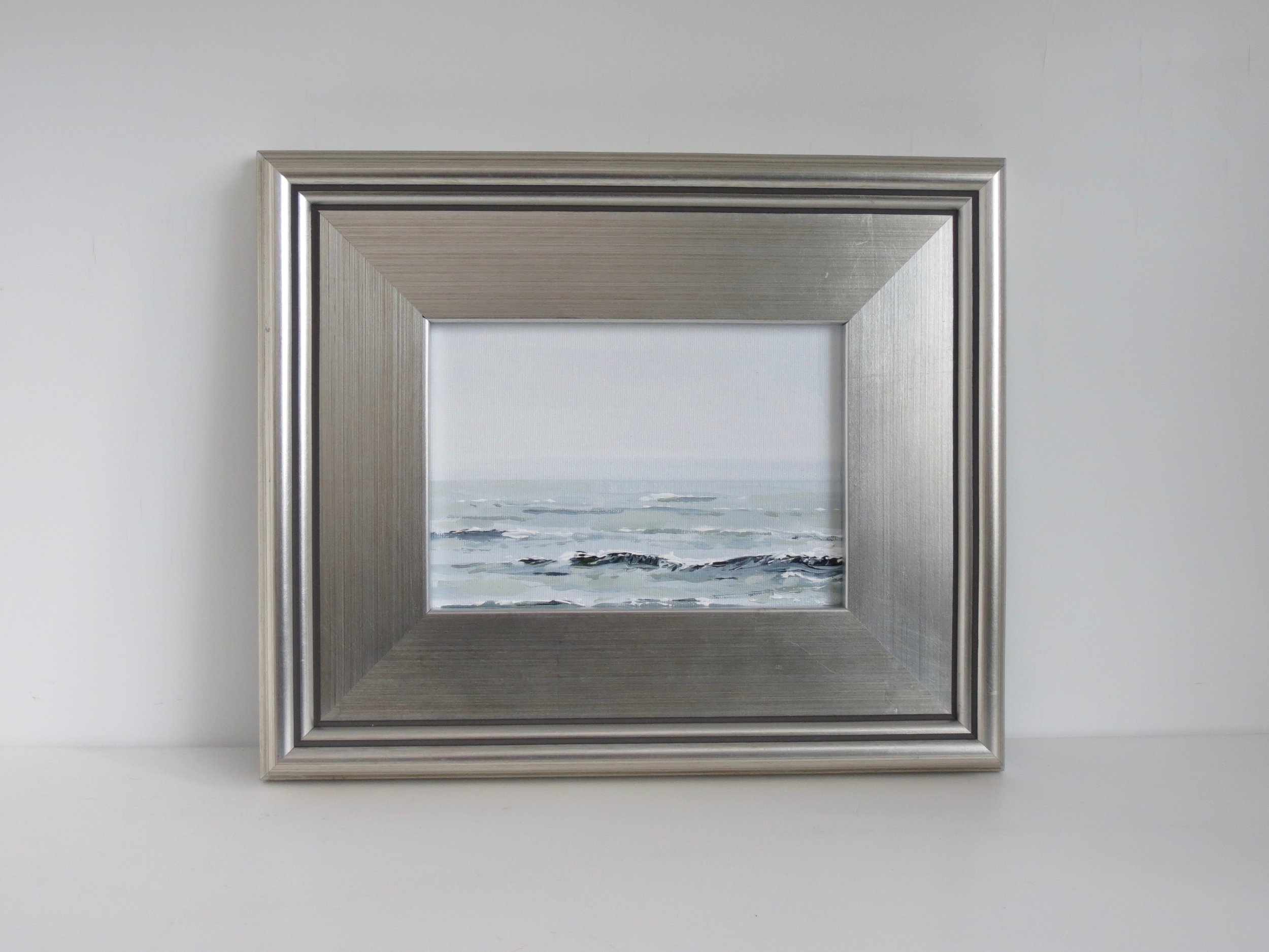 Silver Seascape III by Sea & Linen Fine Art - Framed Original Painting for a Calm Coastal Home Feel