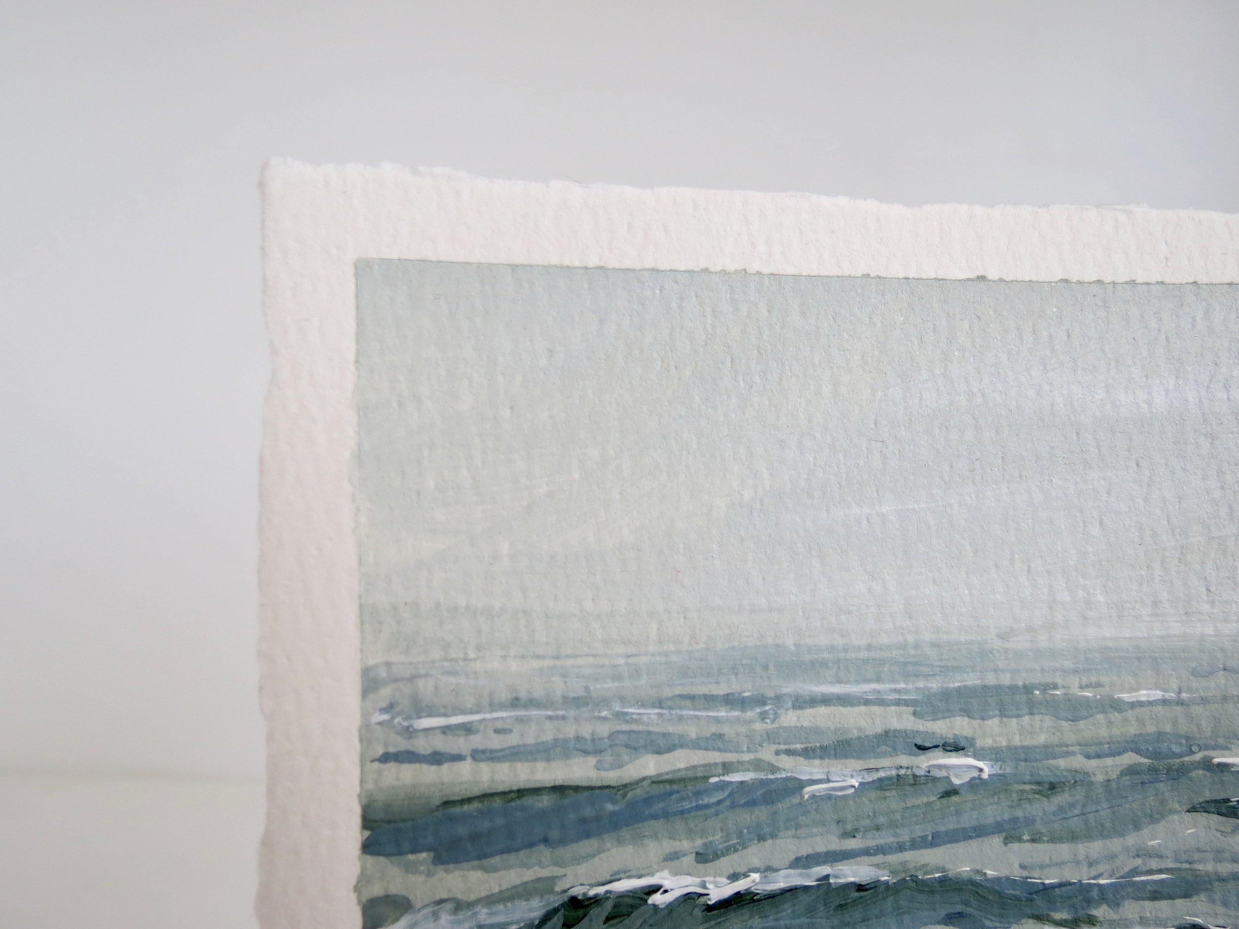 Sea & Linen Coastal Seascape Acrylic Painting on Deckle Edge Cotton Paper by Rachel Champa