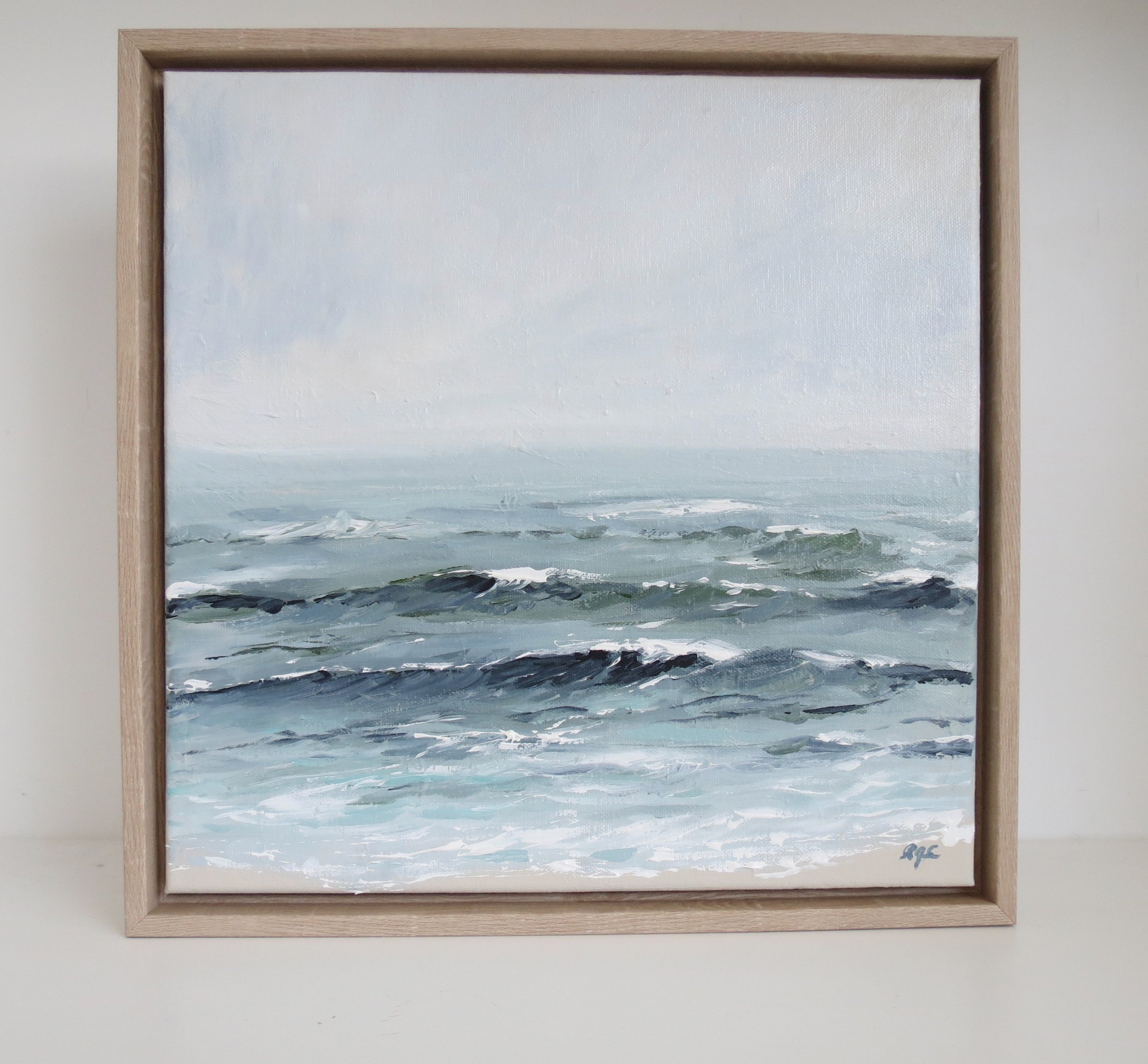 Sea & Linen "New Life" Coastal Seascape Framed Acrylic Painting on Canvas by Rachel Champa