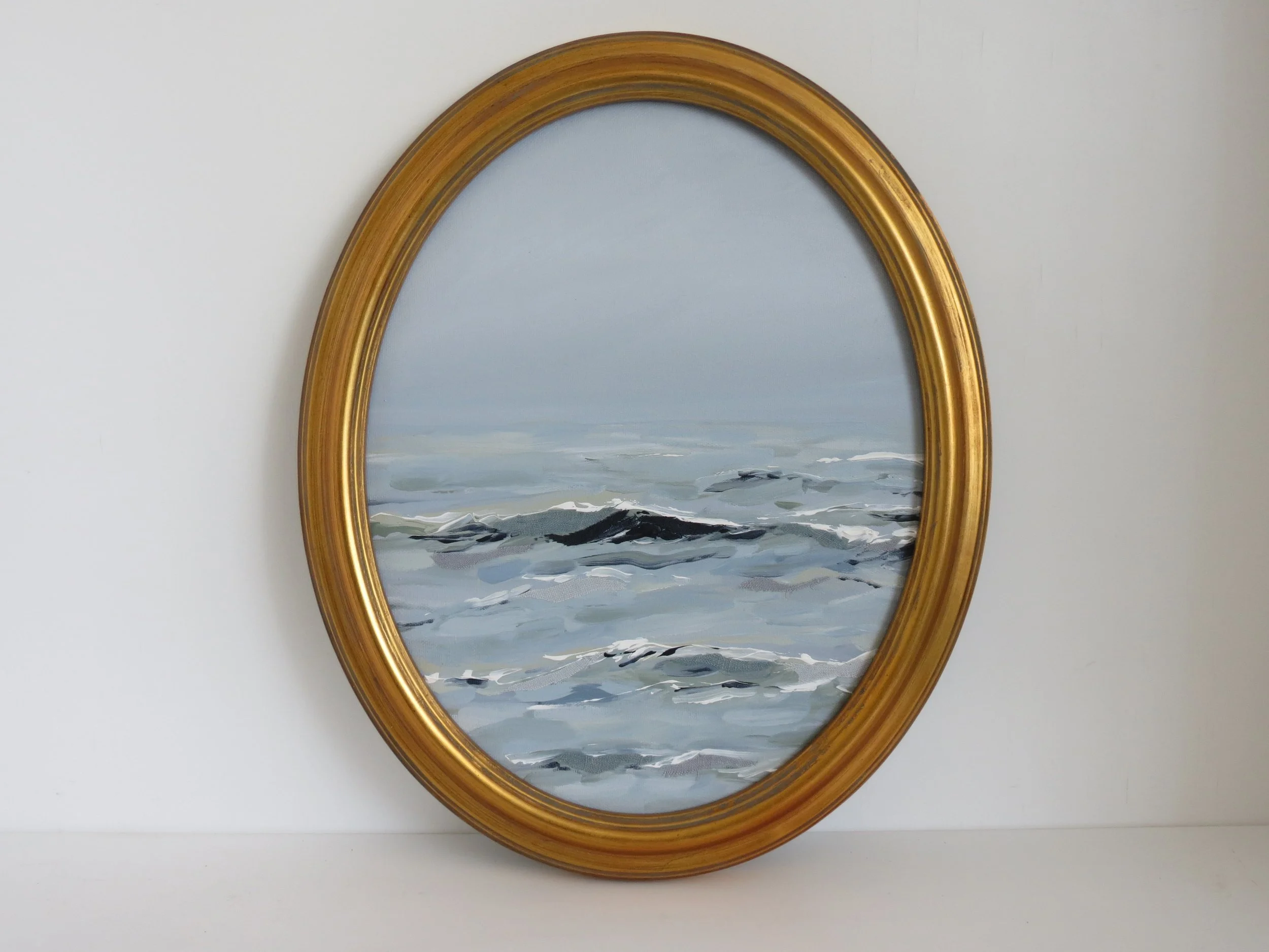 “Linen Oval Seascape II"