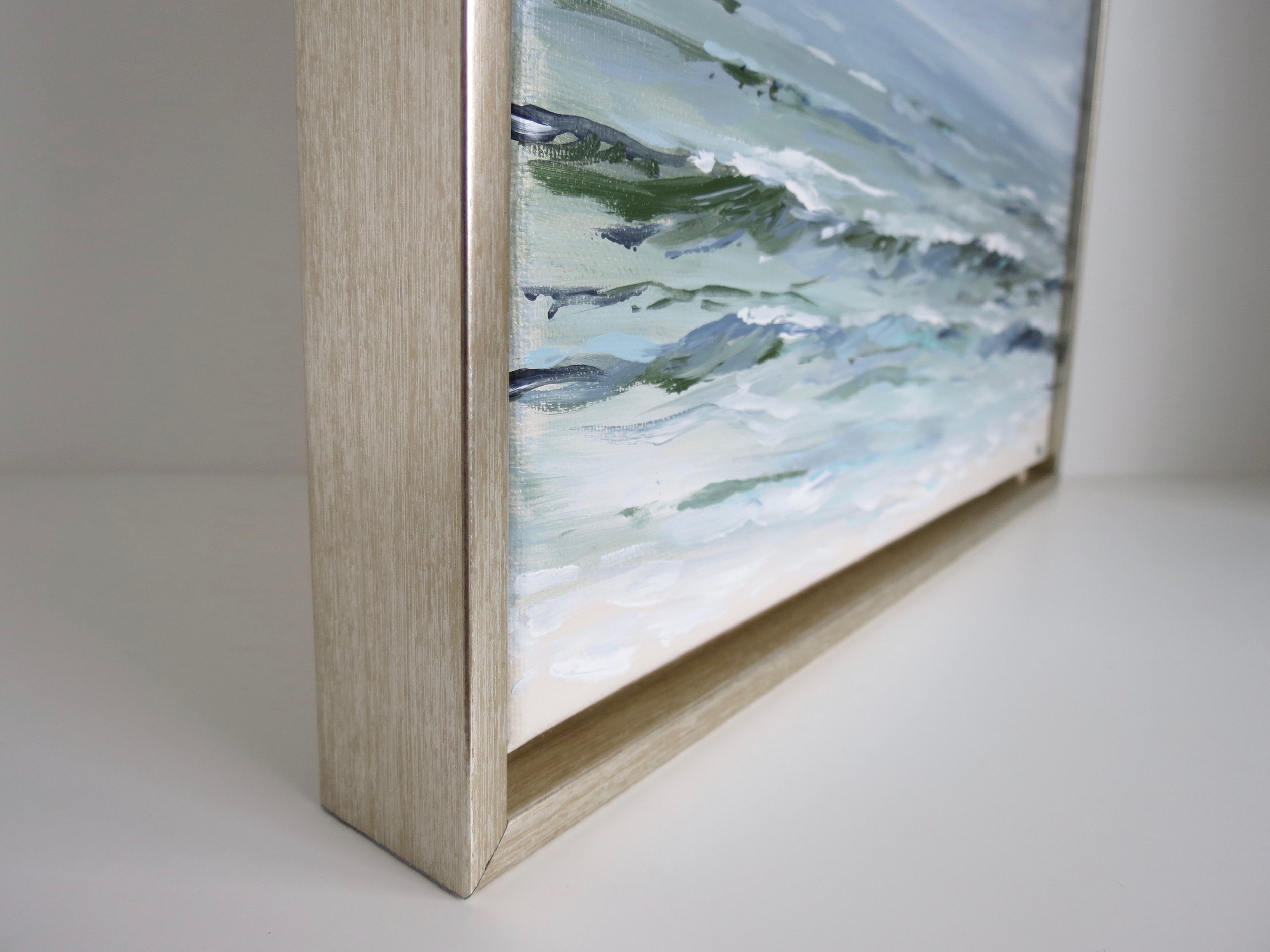 Sea & Linen "Shades of Spring" Coastal Seascape Framed Acrylic Painting on Canvas by Rachel Champa