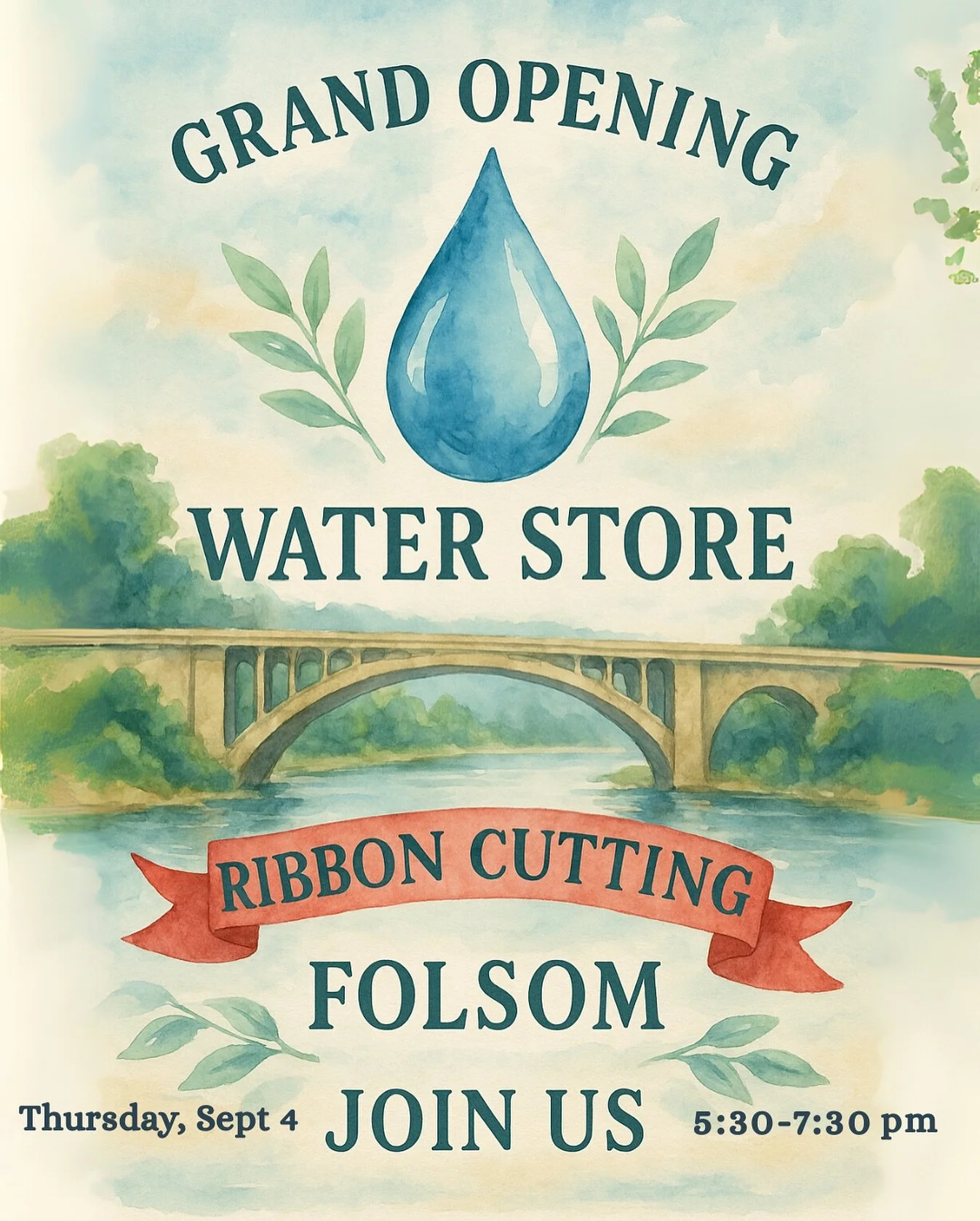 📣 SAVE THE DATE - SEPT 4 📣 
📍 Address: 220 Blue Ravine Rd #160, Folsom
✂️ Grand Opening Event: Sept 4, 5:30&ndash;7:30 PM 
🌮 @thesprigsacramento 🍹 @kckombucha 💧 Free Fill-Ups 🎁 Raffle 💙 Fundraiser for Charity: Water