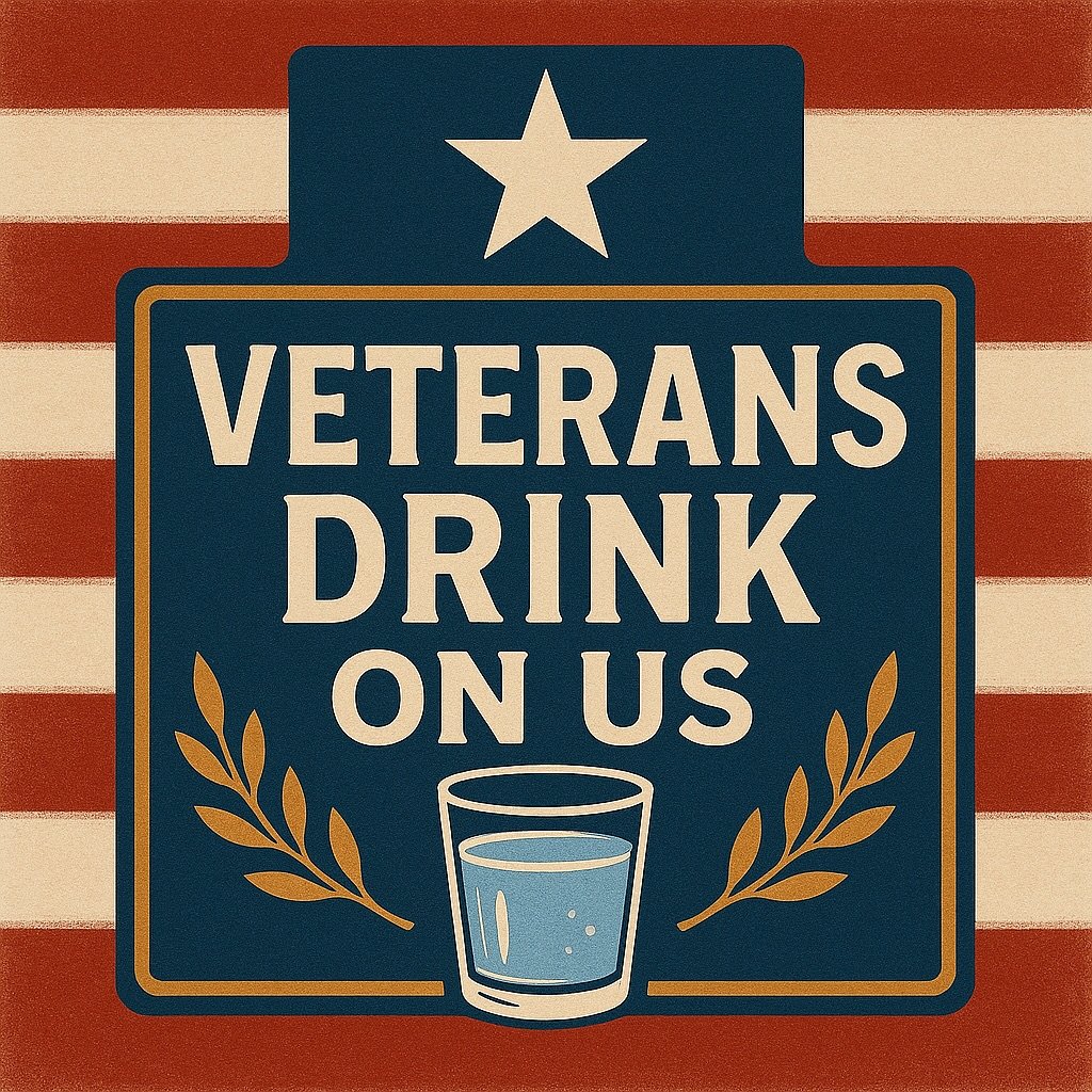 To those who serve, drink on us.
Bring your own container or buy one from us &mdash; up to 20 gallons.  Also, a picture of my grandfather and his Bronze Star from WWII.

#veterans #Folsom #freedom #water