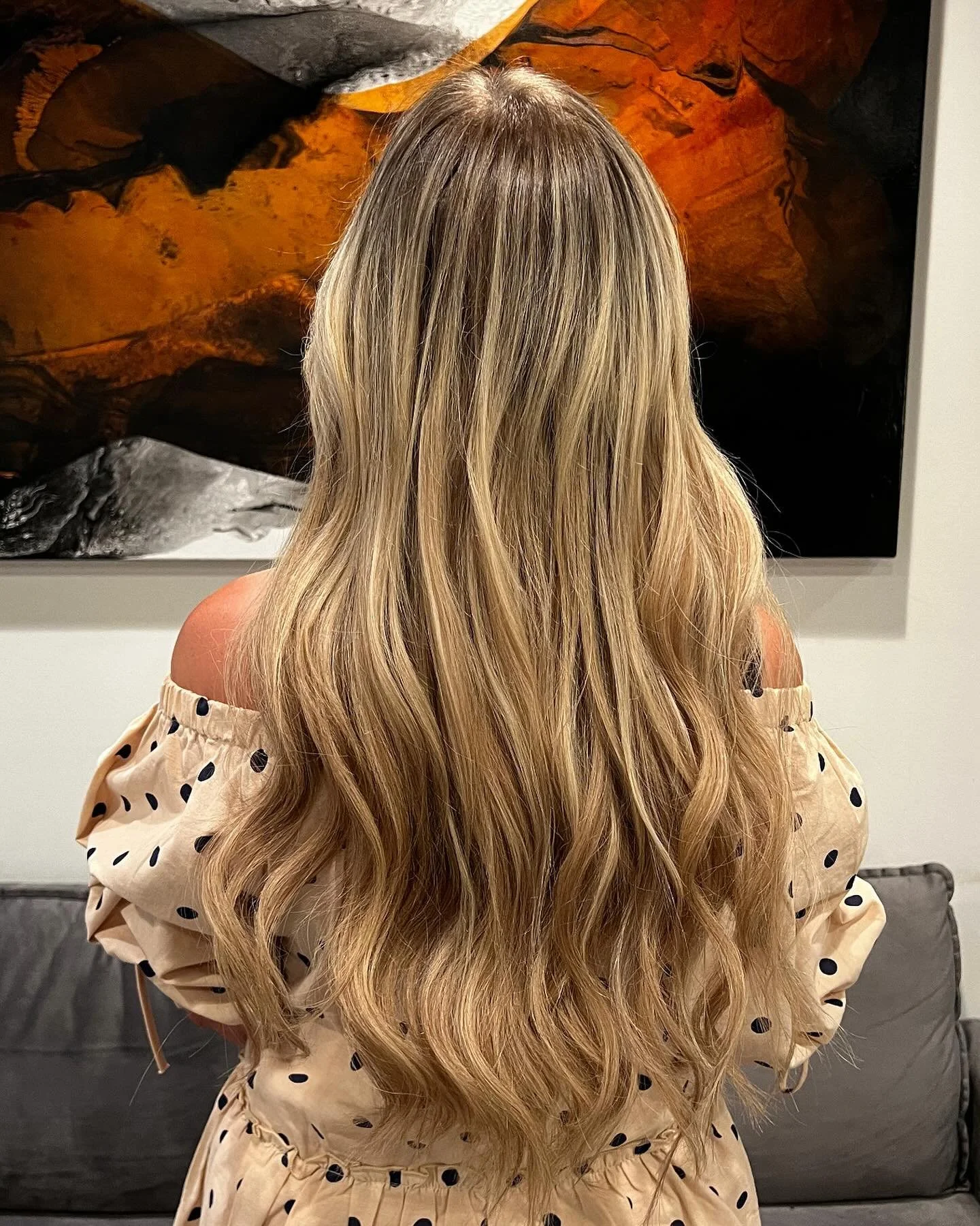 Took this platinum gal to a buttery darker blonde with a reverse balayage and 22 inch keratins! Swipe for the before!