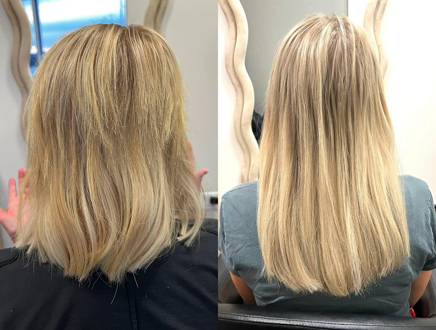 One of the most challenging transformations I&rsquo;ve done in a while!
Before and after tape ins done by another stylist 👉🏼 to a full head of micro ktip and vlight extensions!

This was a 5 hour, completely custom transformation. The removal of on