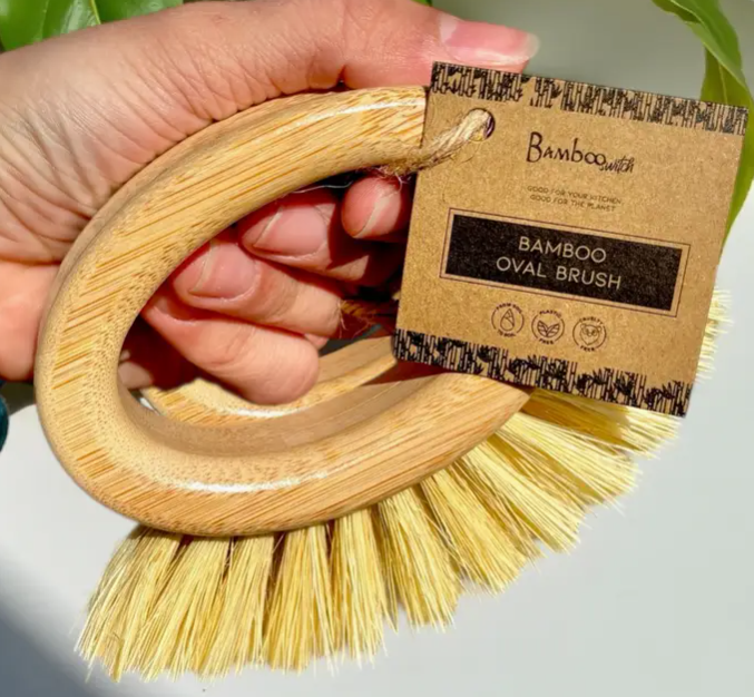 Bamboo Oval Vegetable Cleaning Brush