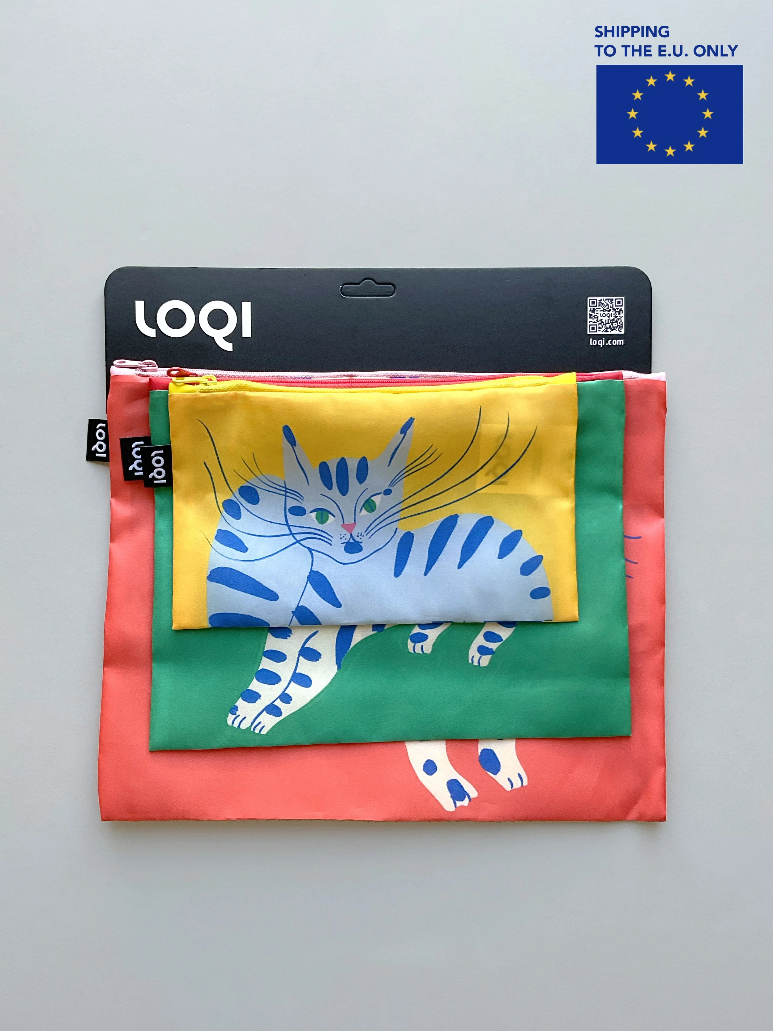 LOQI x Agathe's Cats Recycled Zip Pockets "A bunch of playful cats" (copie)