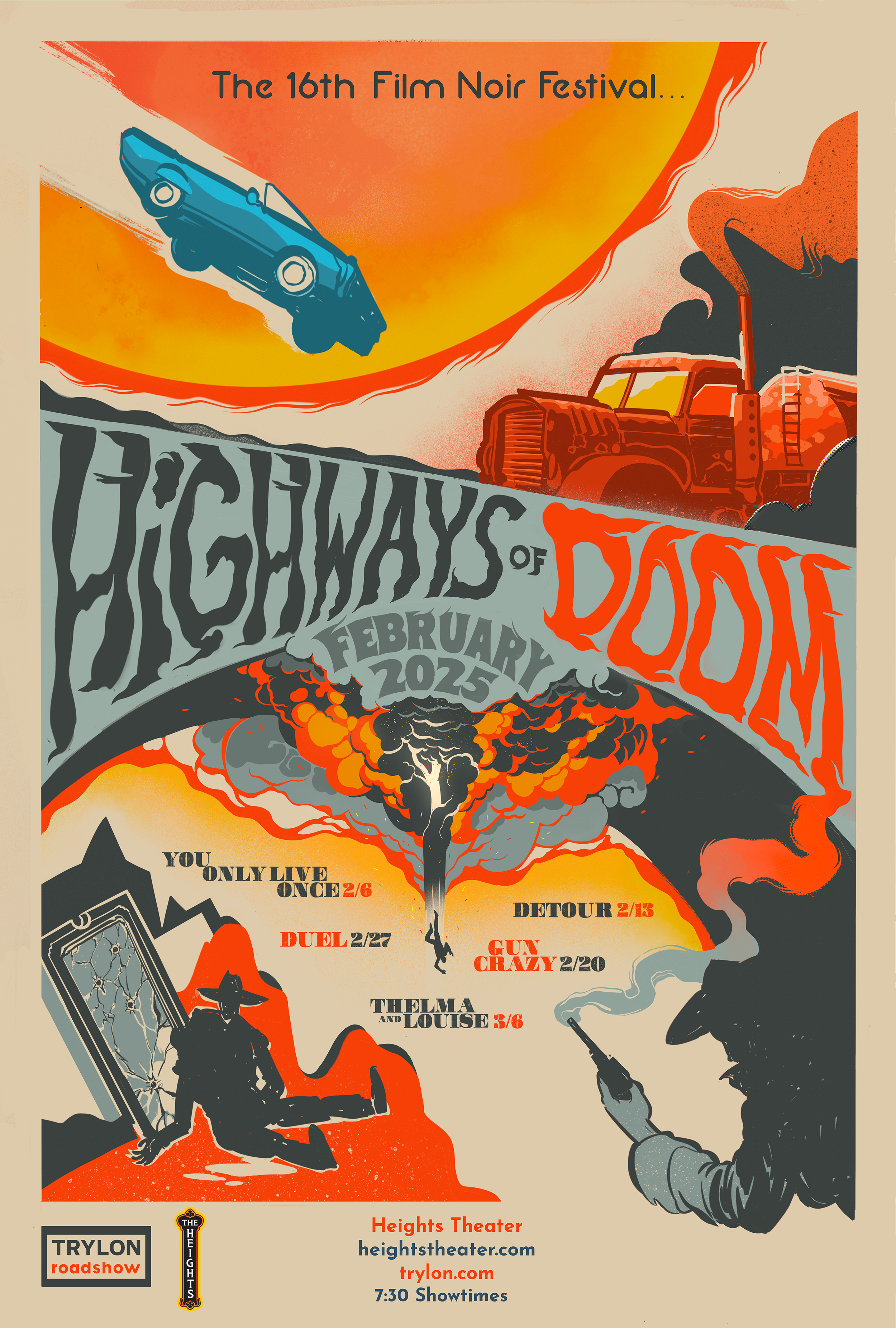 Another poster for the Trylon and its highway noir film festival in collaboration with In The Heights Theater.
