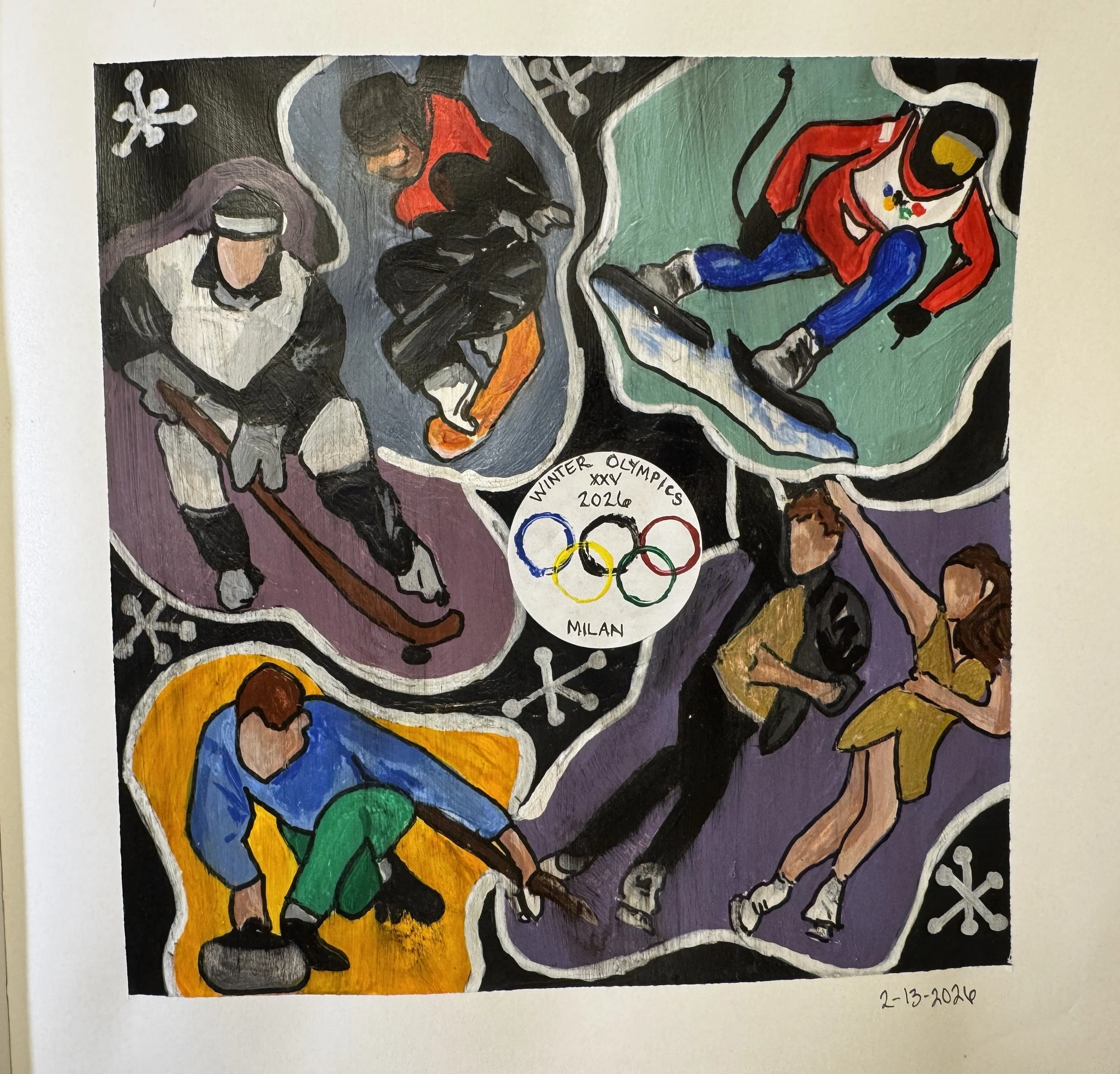 2026 Winter Games in Milan, Italy. Gouache on paper, sketchbook series