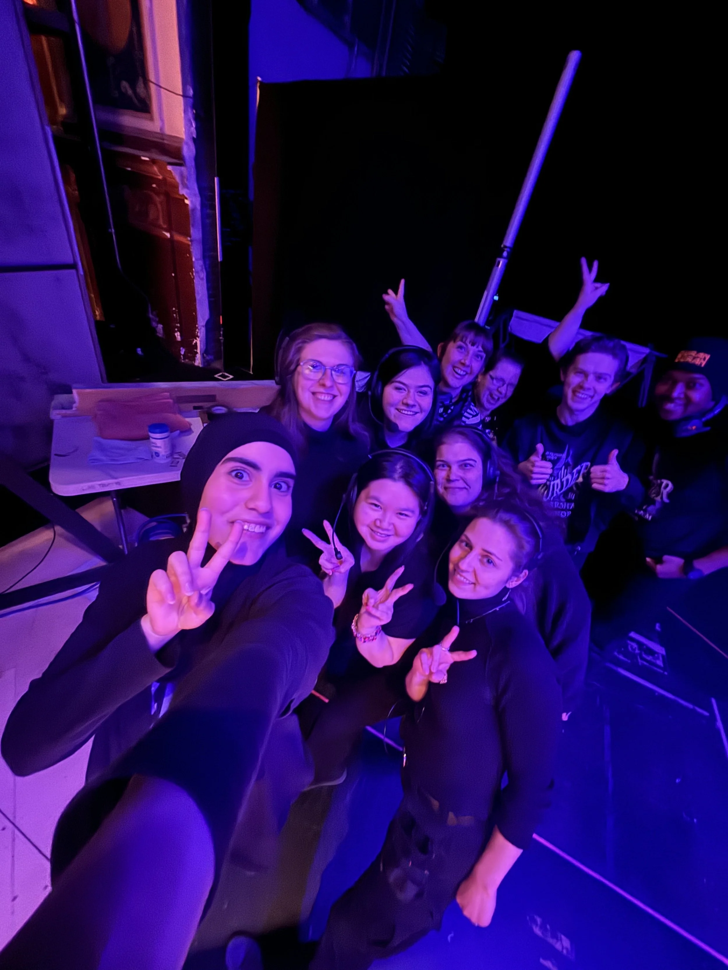 I love both acting and being on crew and I was honored to be able to do both (playing a crew member) during "The Play That Goes Wrong" at Cleveland Play House. Pictured is a group selfie with both the real and fake crew of the show.