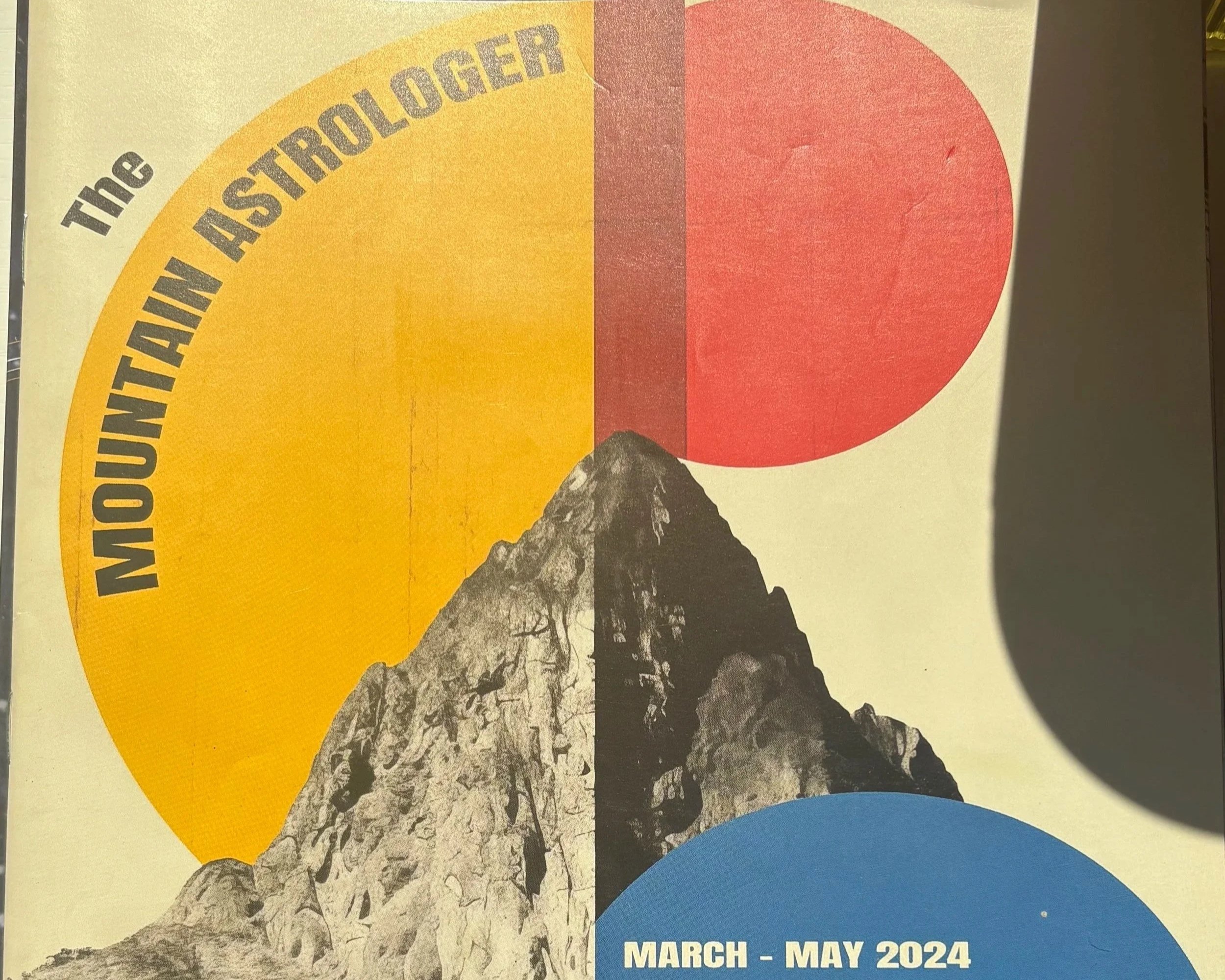 The magazine cover in which Gina Piccalo's article on America's Chiron Return appears in 'The Mountaineer Astrologist March - May 2024'.