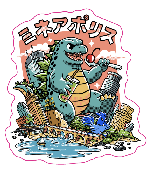 Glow-in-the-dark Godzilla in Minneapolis Sticker