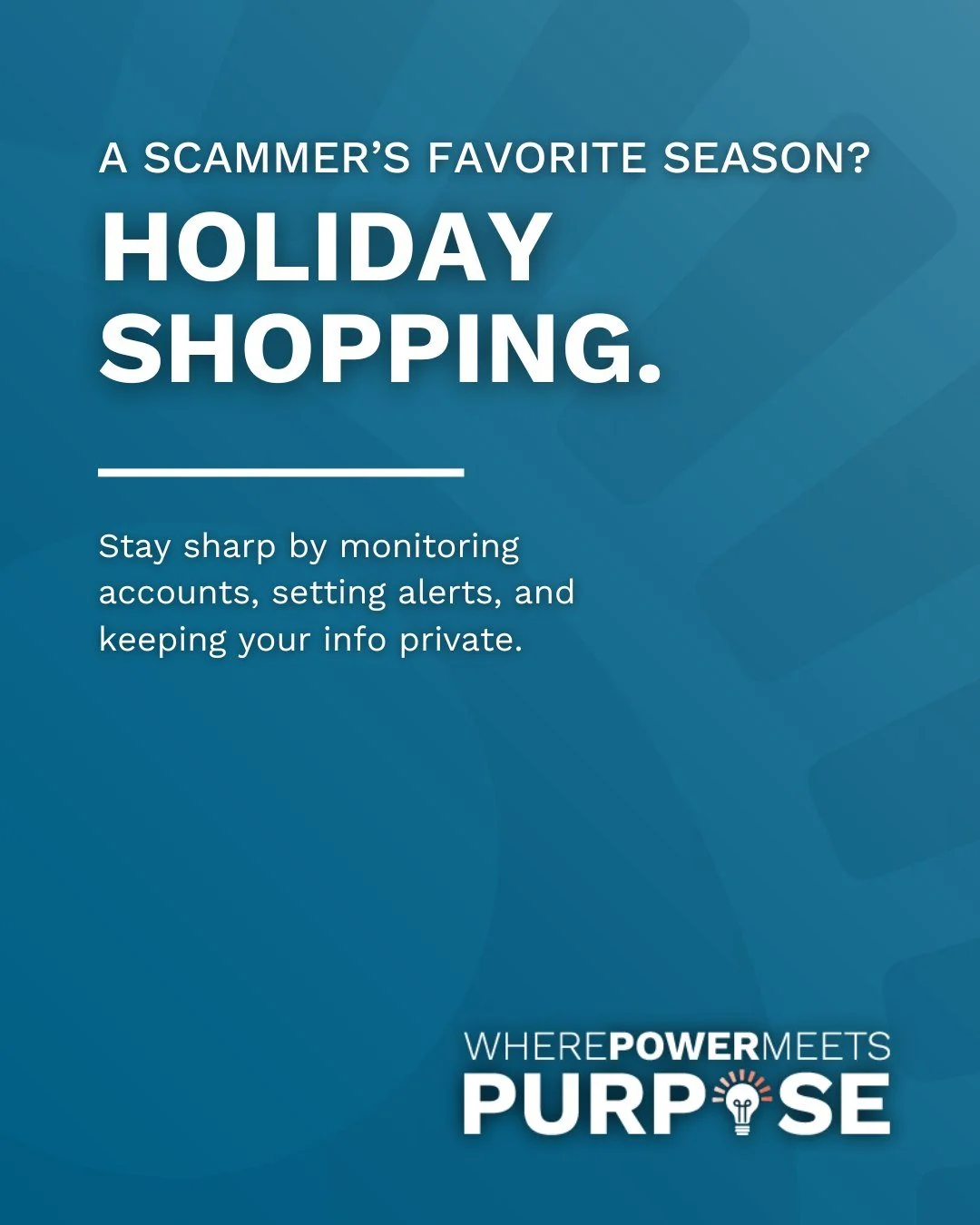The holidays should be filled with light, not financial worries. 📚

Stay sharp this season by monitoring accounts, setting alerts, and keeping your info private. Go Energy CU&rsquo;s secure tools give you confidence to shop, share, and celebrate saf
