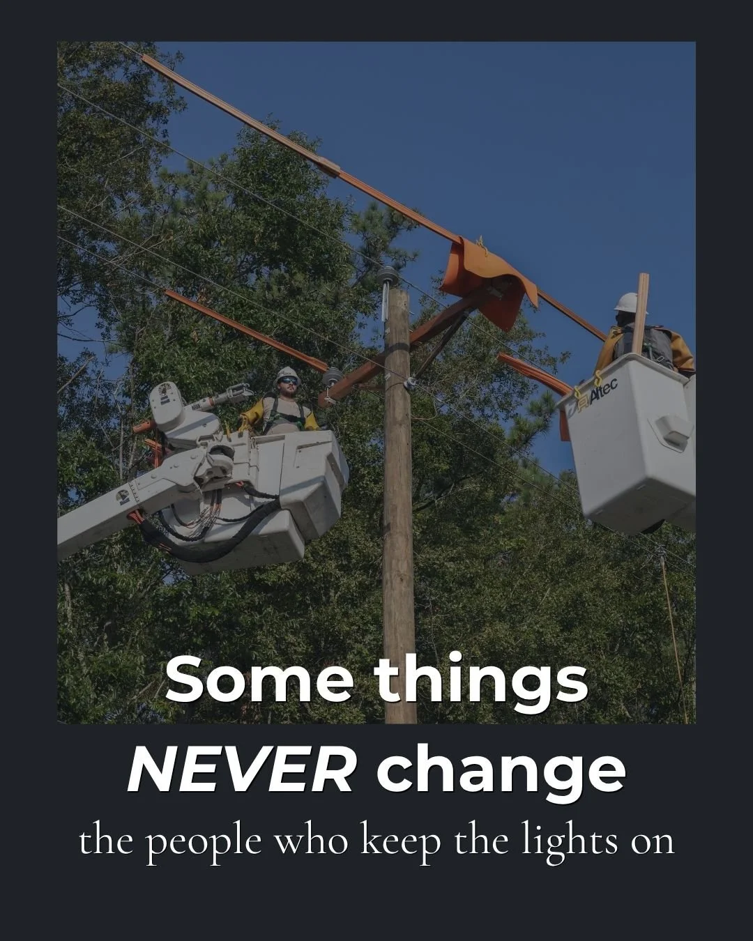 Some things never change ⚡

The work may look different. The tools may evolve.
But the people behind it&mdash;the ones willing to climb, restore, and serve&mdash;never do.

For generations, linemen have shown up in every condition to keep our communi