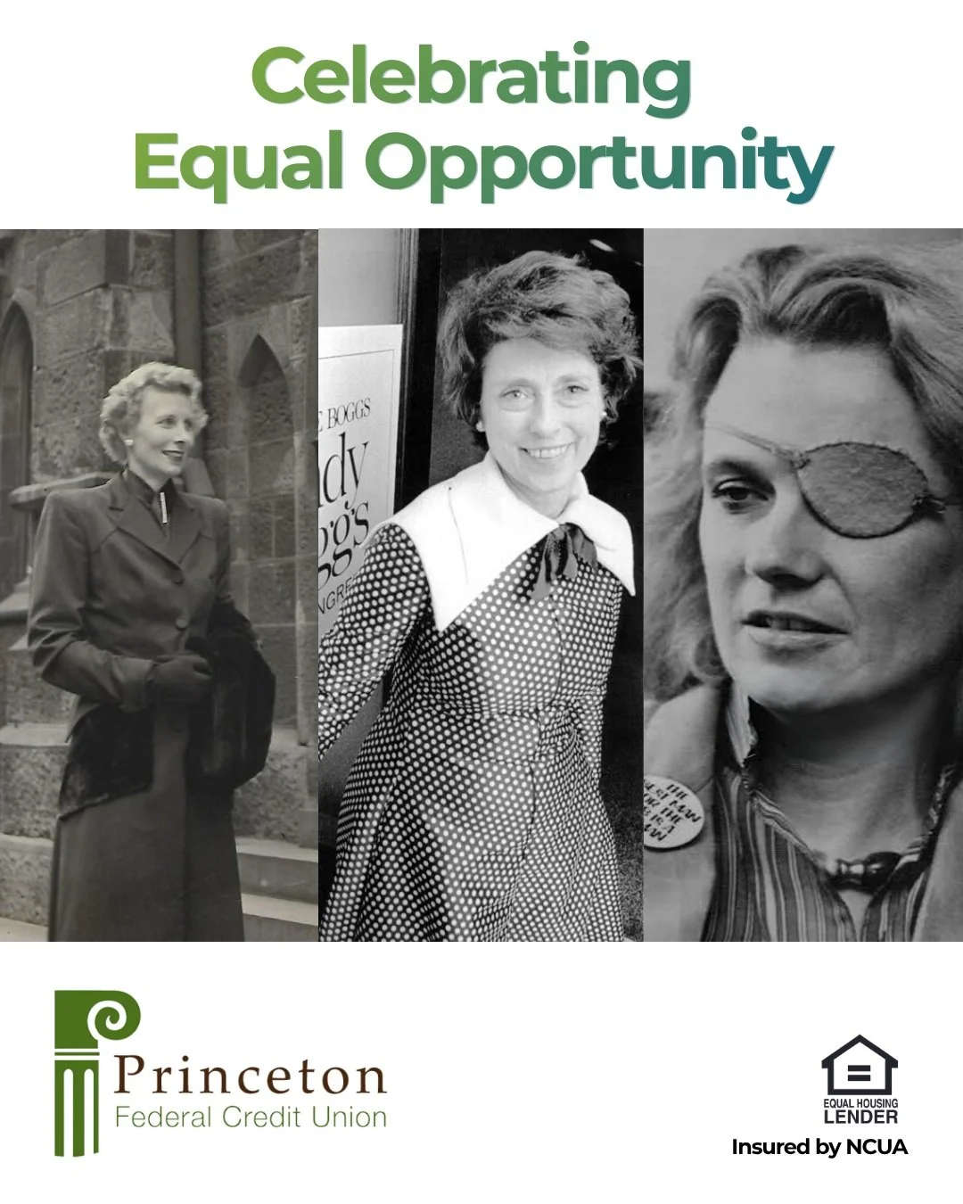 52 years ago today, the Equal Credit Opportunity Act (ECOA) was signed into law.

Two years prior to that, Princeton community member Mary "Poolie" Cochran boldly signed the charter that created our credit union - before federal law protect