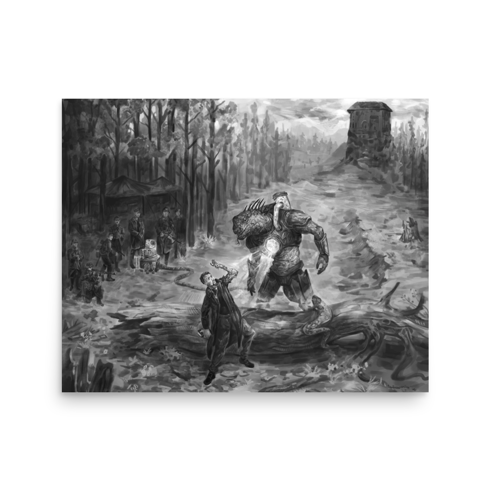Art Print- Father Takács vs the Reptilians by Onpyr