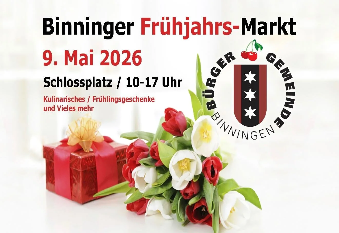 Besuchen Sie uns am Binninger Fr&uuml;hlingsmarkt vom Samstag, 9. Mai 2026! Die FDP BiBo bedankt sich herzlich f&uuml;r die Wahl von Marco Giani in den Binninger Gemeinderat und freut sich auf den Austausch mit den Einwohnerinnen und Einwohnern anl&a