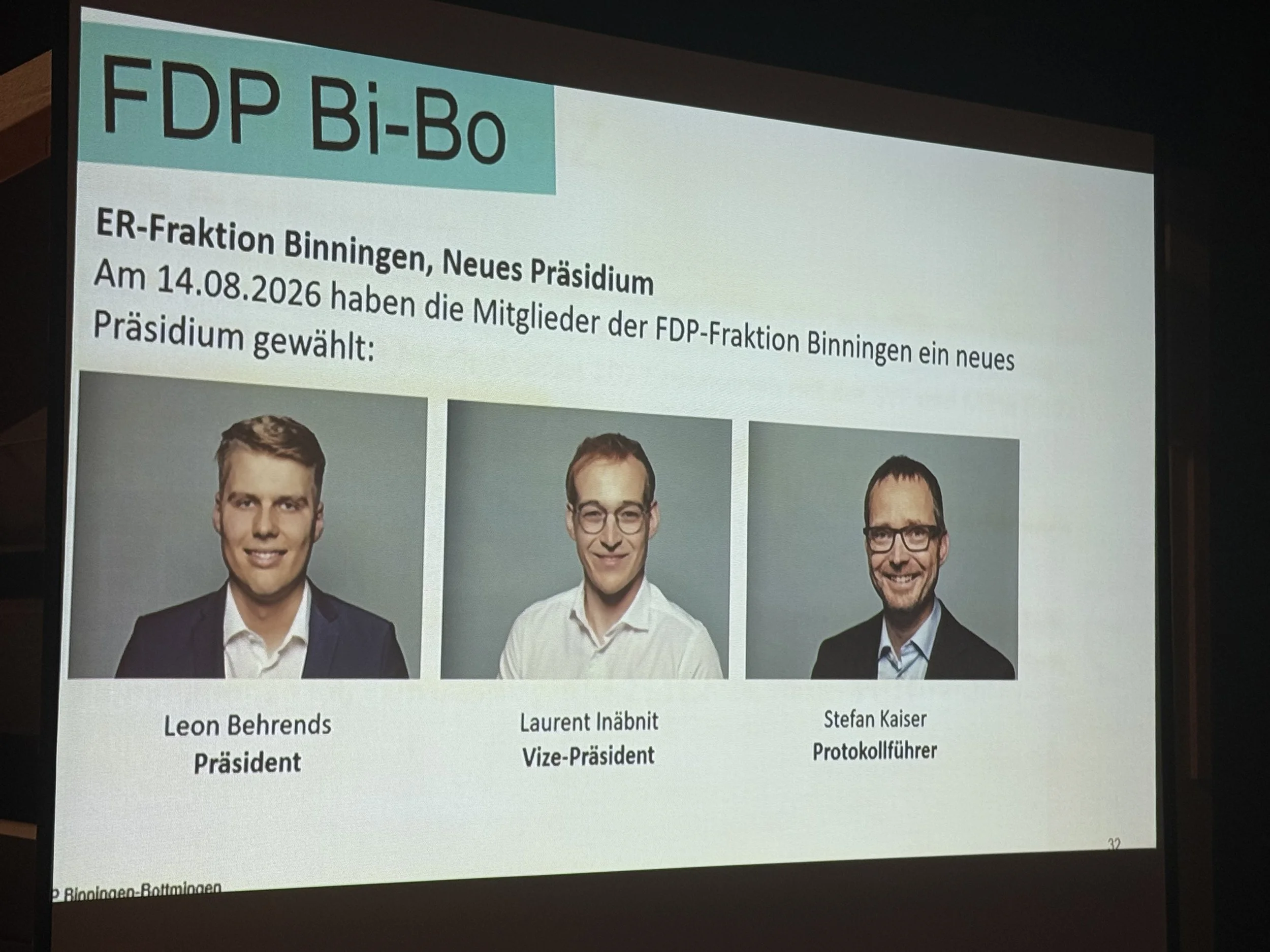 ER-Fraktion Binningen, Neues Präsidium