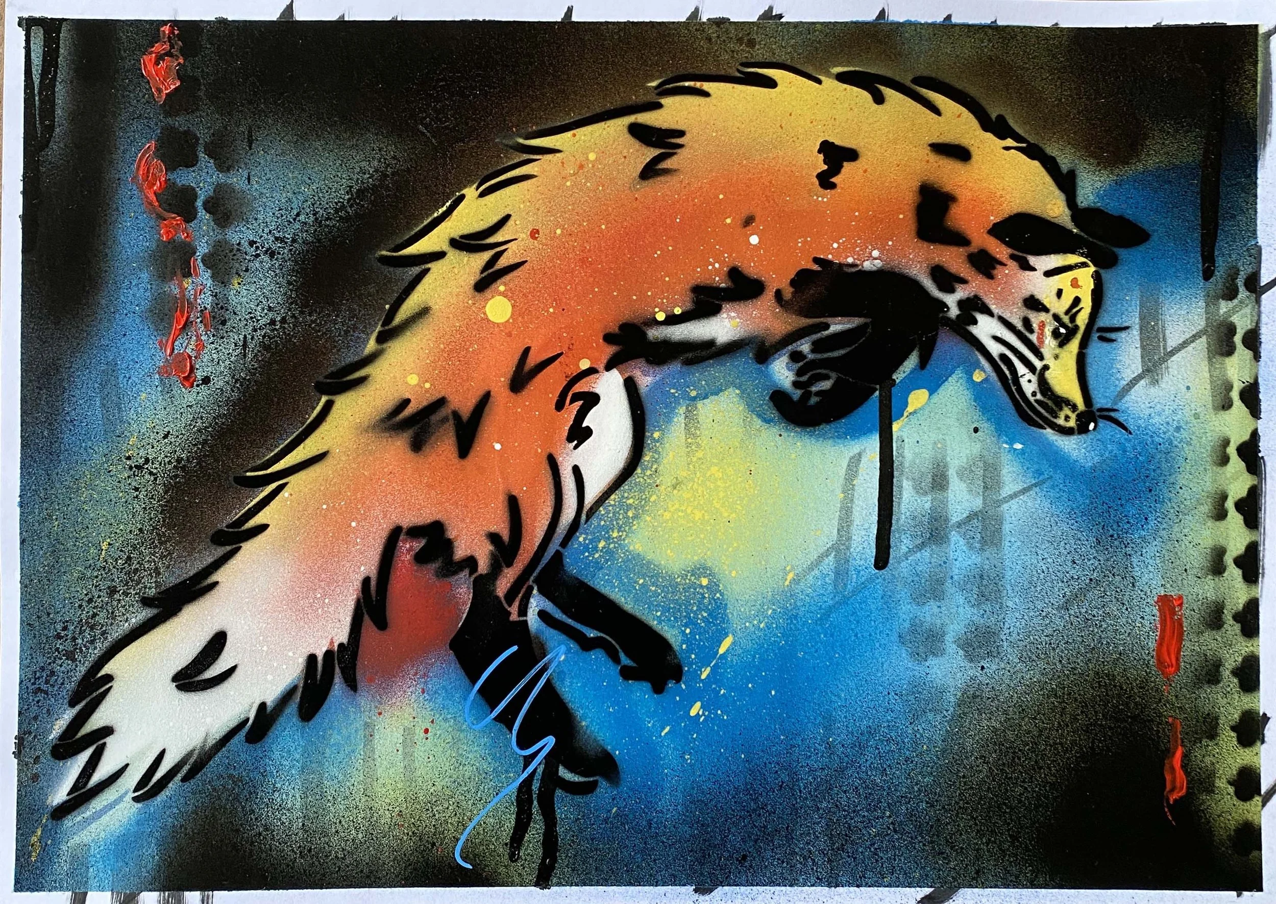 'Stray' the jumping fox  - Original Art