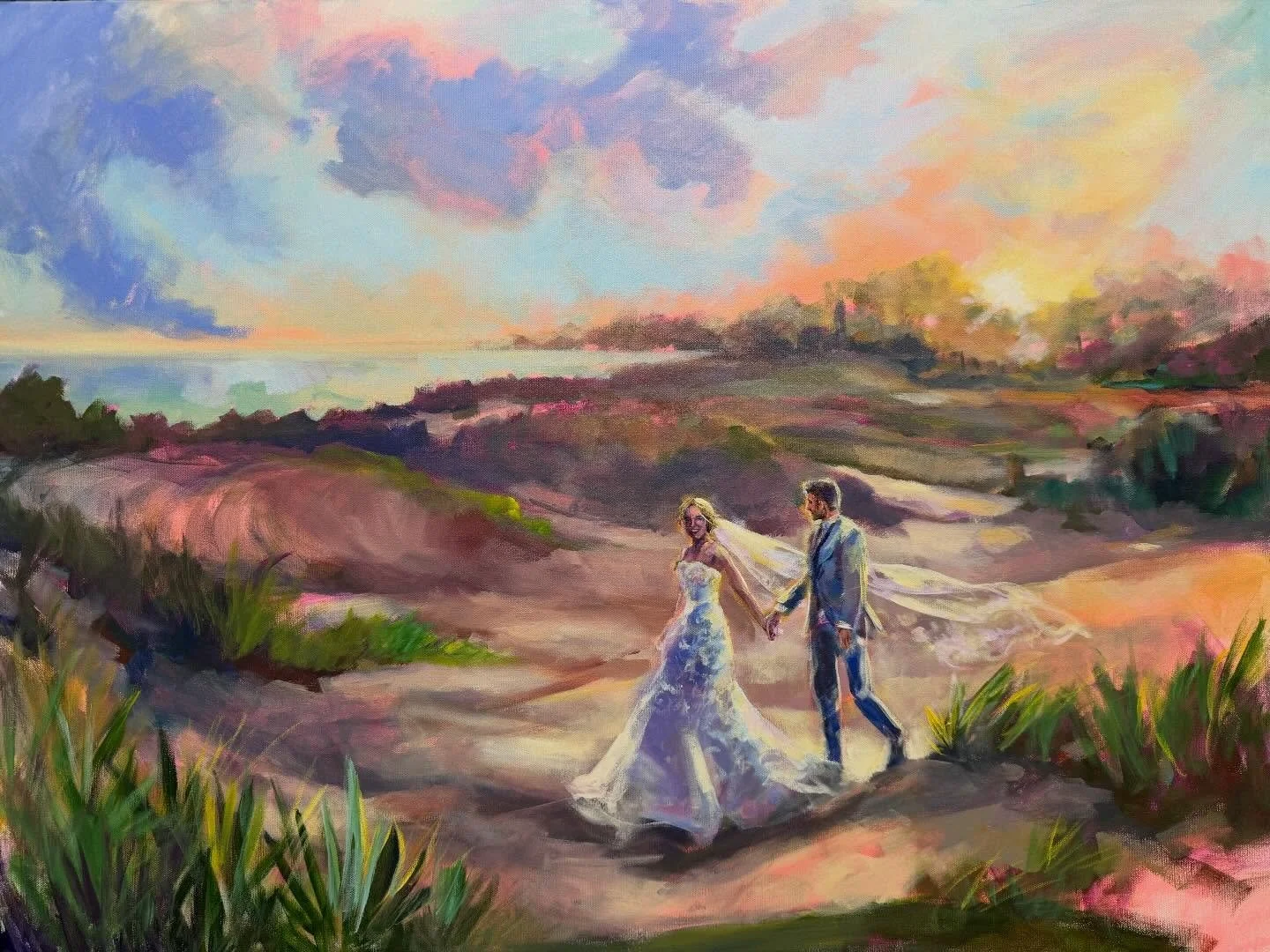 Tori and Evan&rsquo;s 30x40&rdquo; live wedding painting turned out so pretty 😄 I love painting movement and moments like these! @cloudstudioagency @emmaiveyevents @kiawahislandsc
