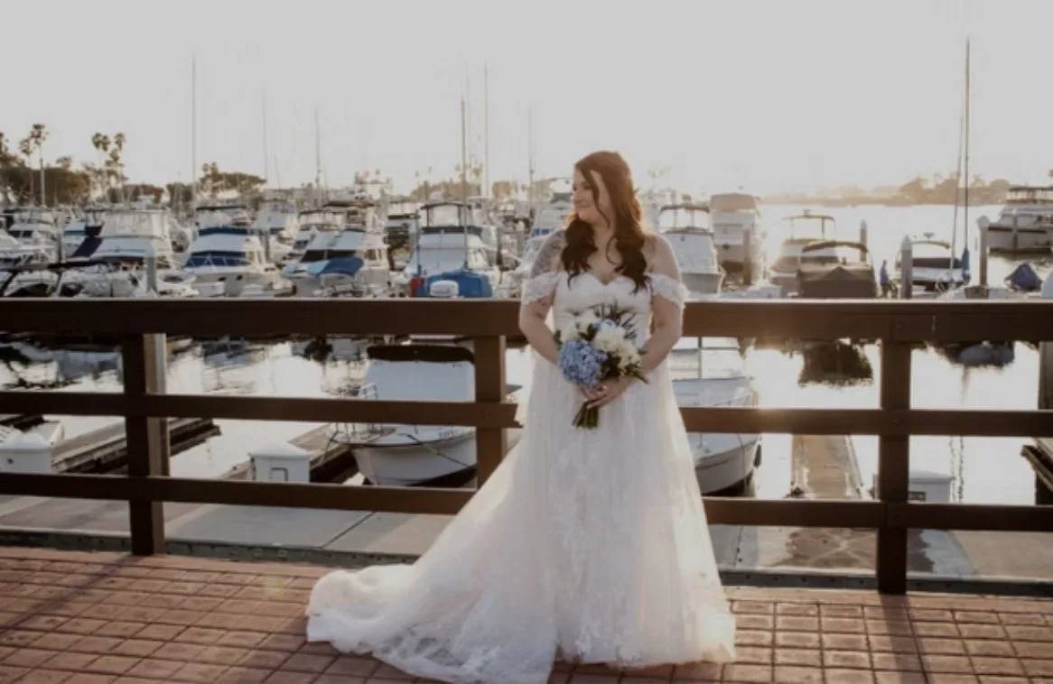 Bride by the water front in San Diego