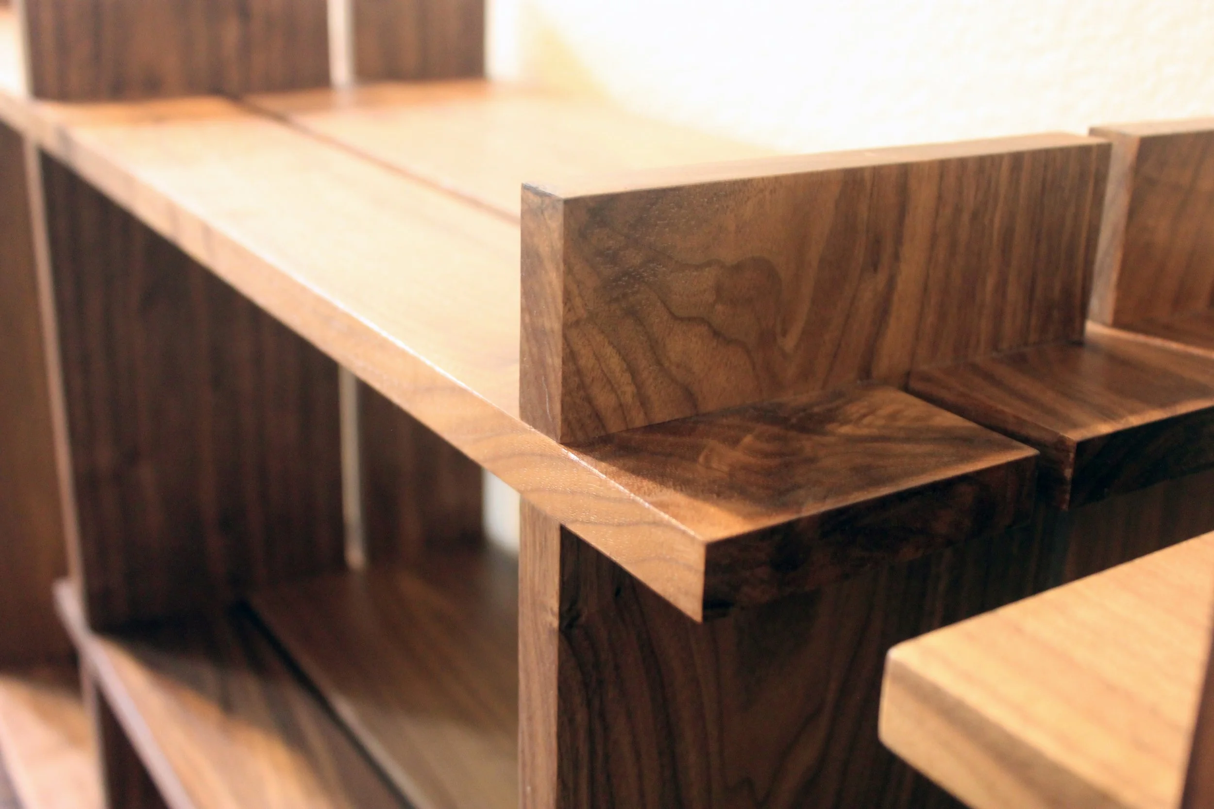 black walnut low shelving