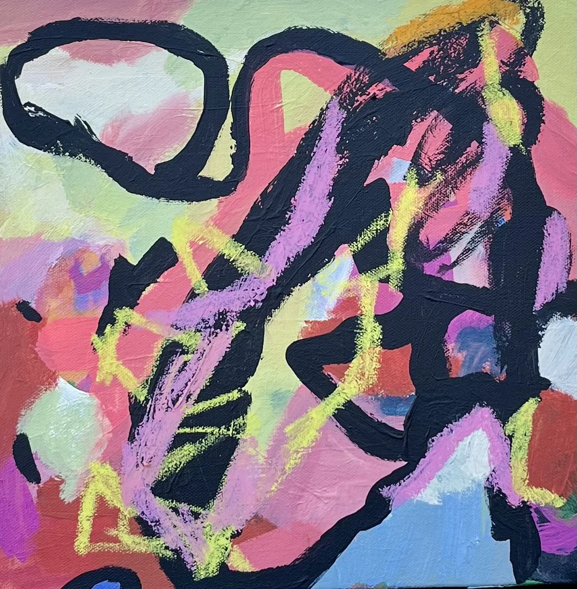 Circle - 12” x 12” - Acrylic and oil pastel on canvas - $200