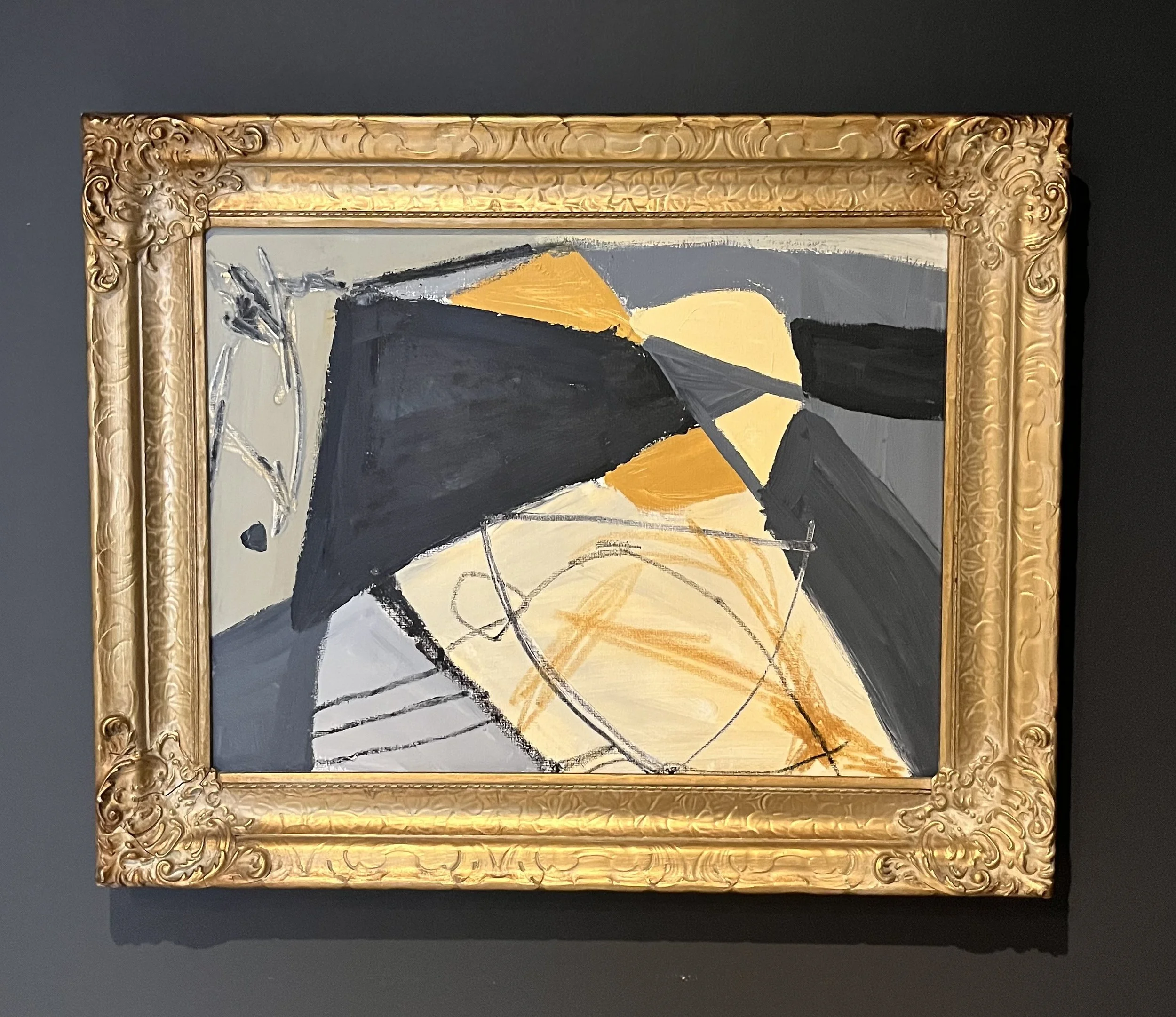 Tik Tok - 13" x 16" - Acrylic and pencil on board in vintage frame - $375