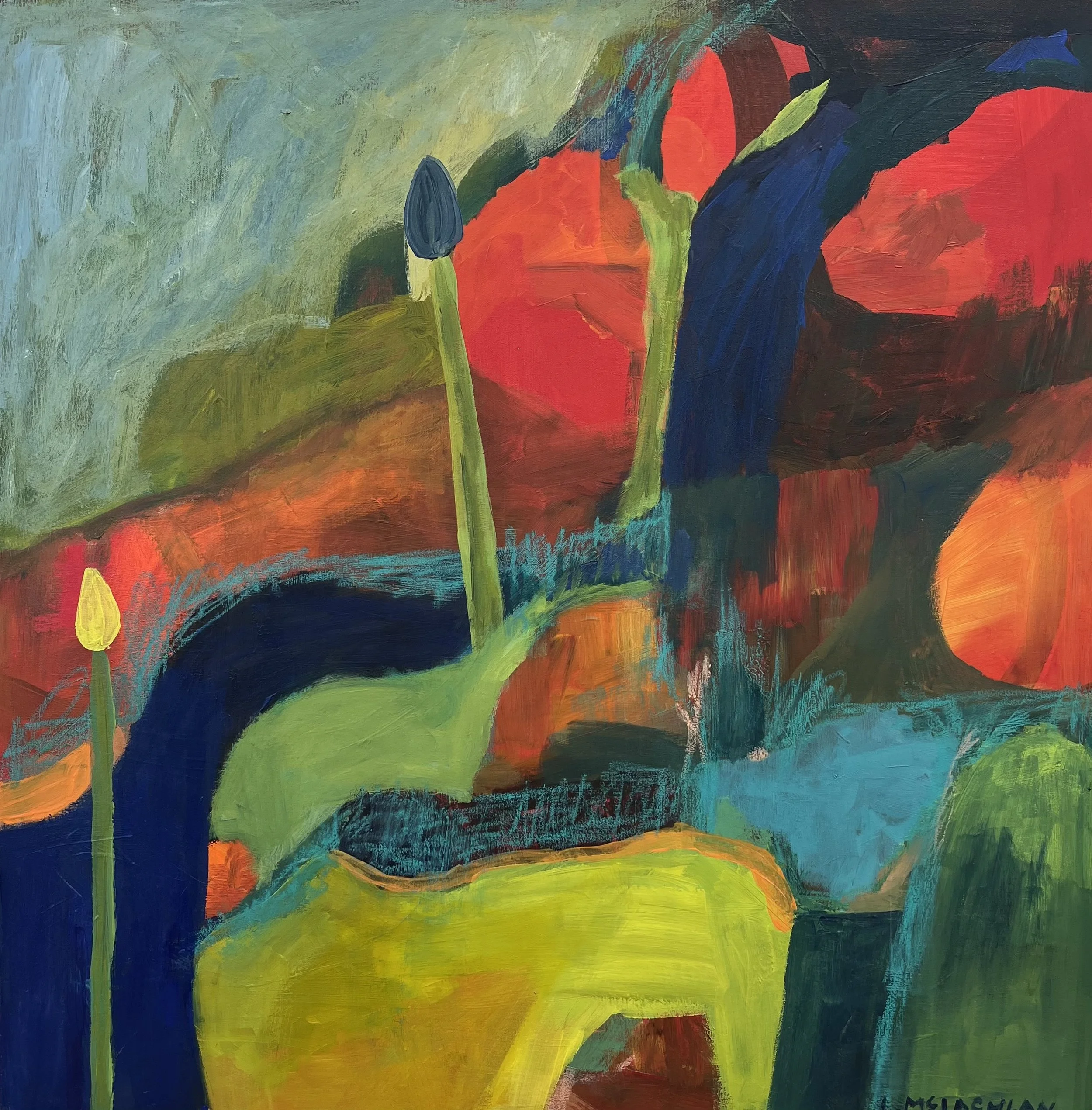Here Now - 30” x 30” - Acrylic, pencil on canvas - $950