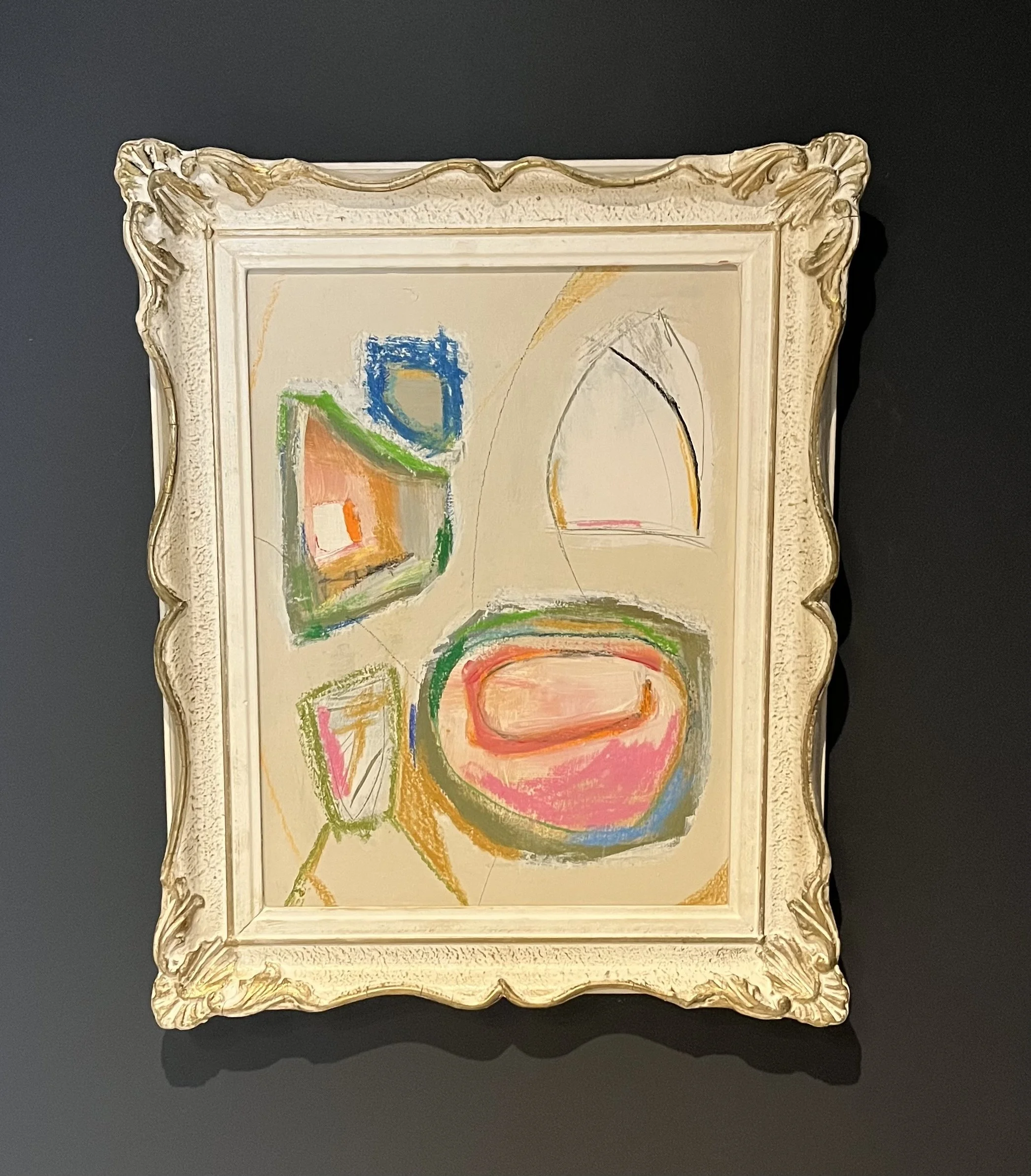 Empty Bowls - 17" x 21" - Acrylic and pencil on board in vintage frame - $425