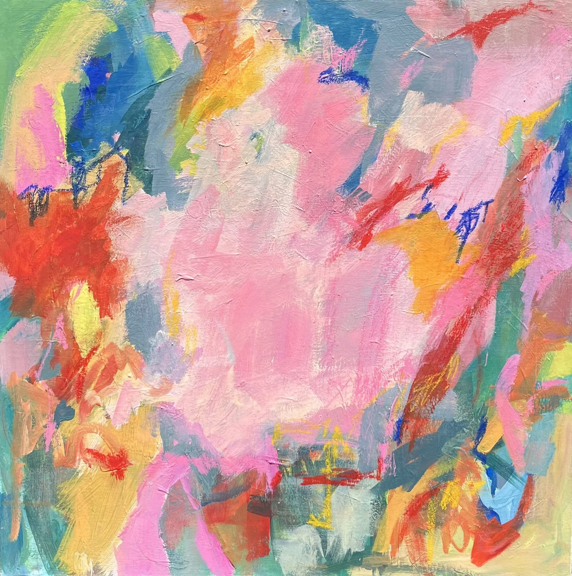 Just Imagine - 30” x 30” - Acrylic, oil pastel on canvas - $950