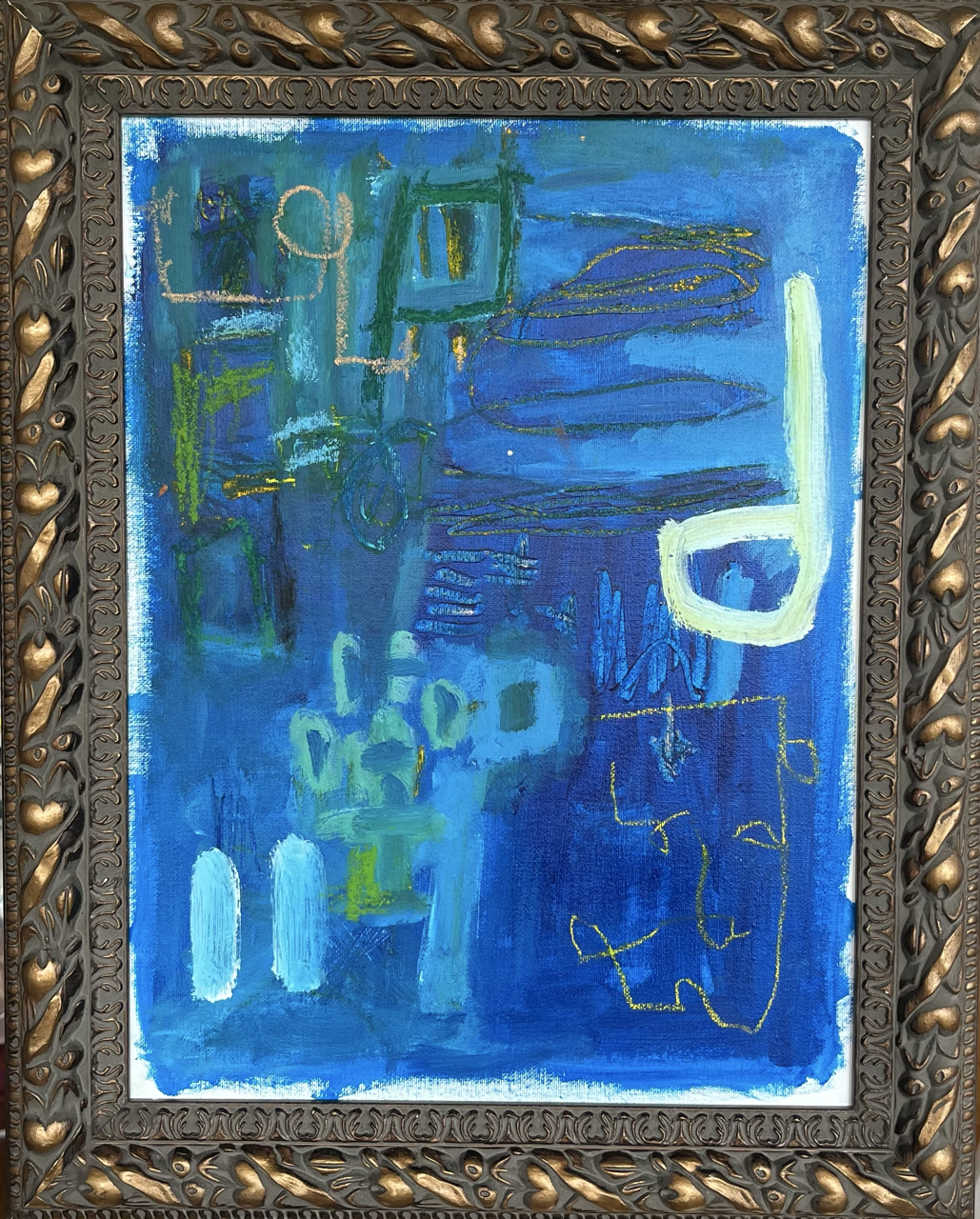 William Tell II - 16" x 20" - Acrylic and pencil on board in antique frame - $300