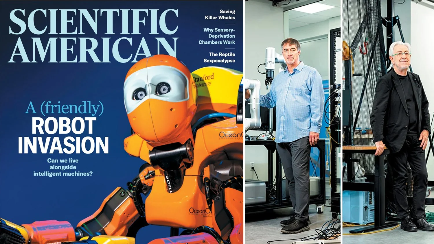 photo of Ocean One, Steve Cousins, and Oussama Kahtib