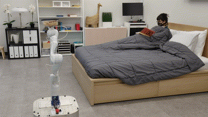 gif of the tactile sensor balancing system, where a robot can balance a plate on its robot arm