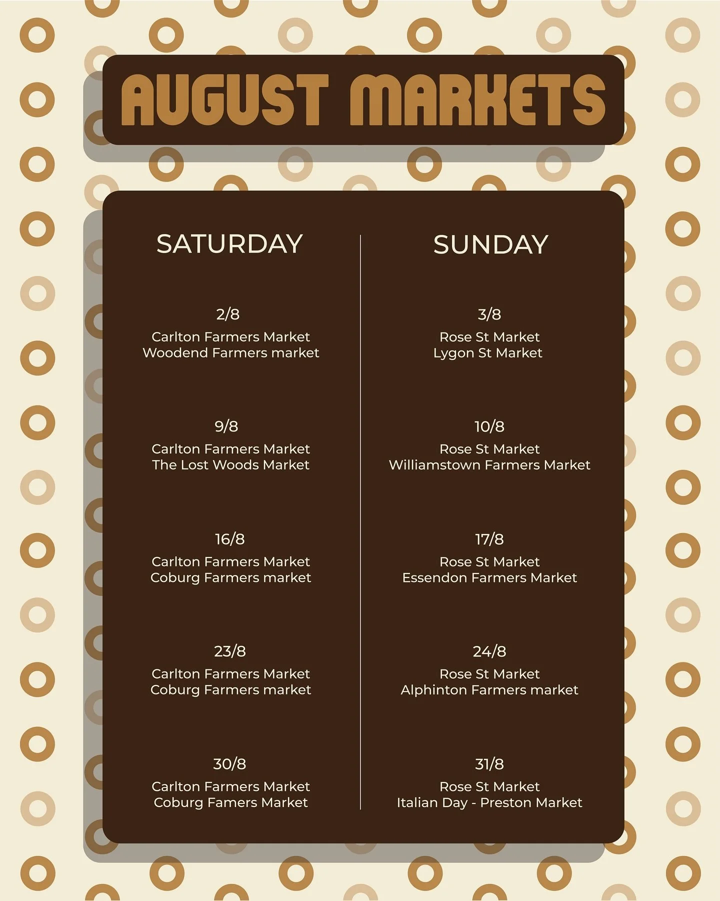 Where will we be this month?
This post is the answer!
Flavours available:
- Classic 
- matcha
- Apple Crumble ✨ Monthly special ✨
See you all soon!