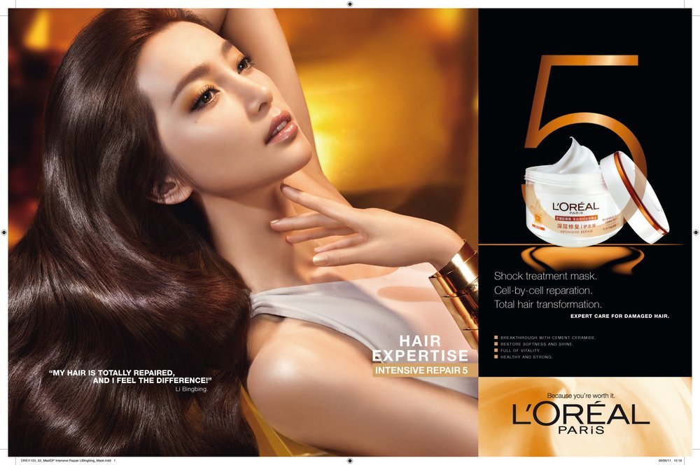 Lee Bingbing, with Ken Arthur Hair, Chen Man photographer, for LÒreal, Paris